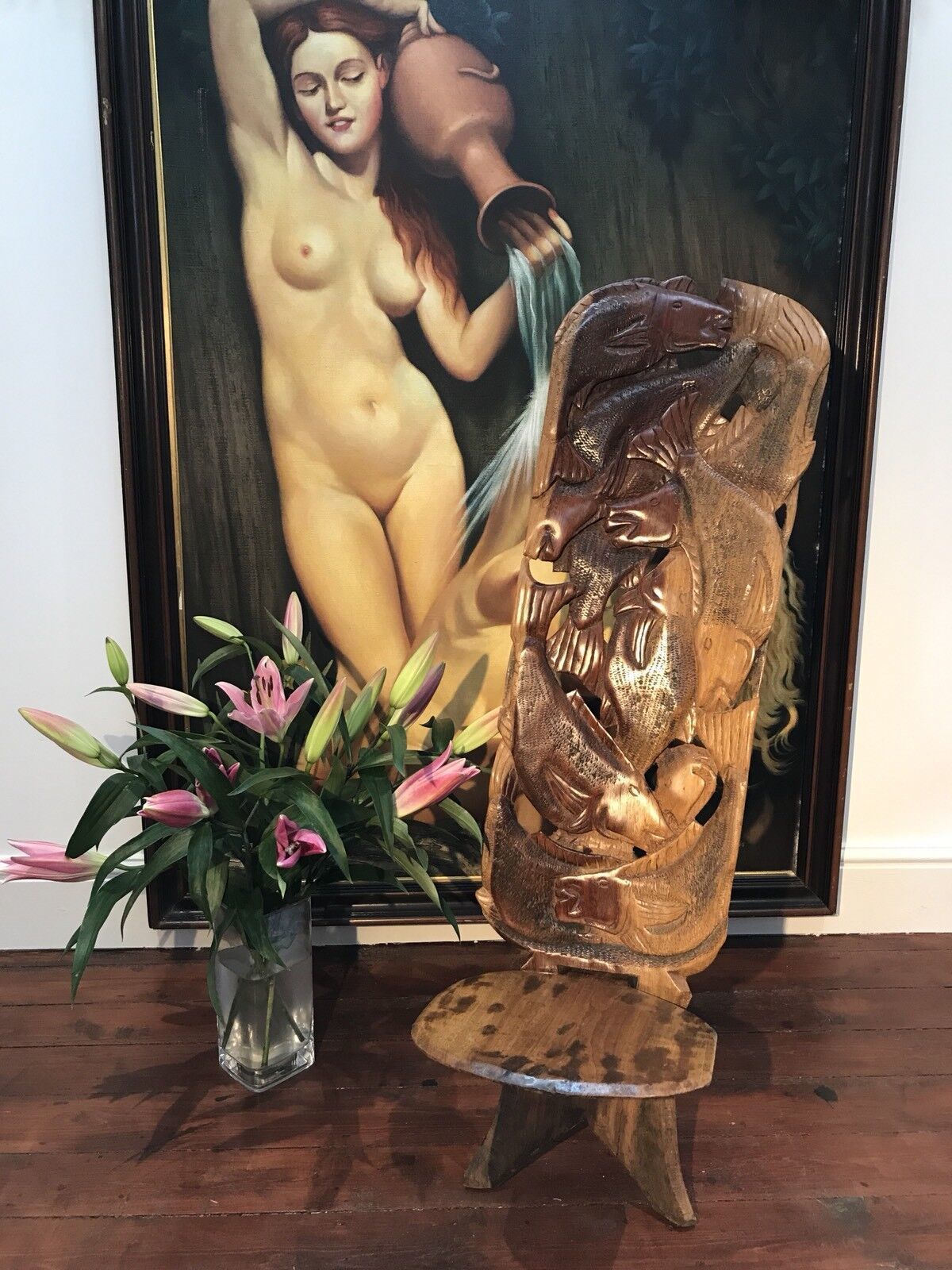 North African Tribal Native Carved Wood Chief Tains Story Telling Chair