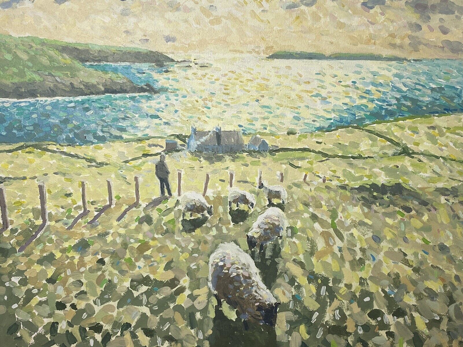 Irish 20c Contemporary Artist Simon Macleod Landscape Oil Painting On Canvas photo for sale