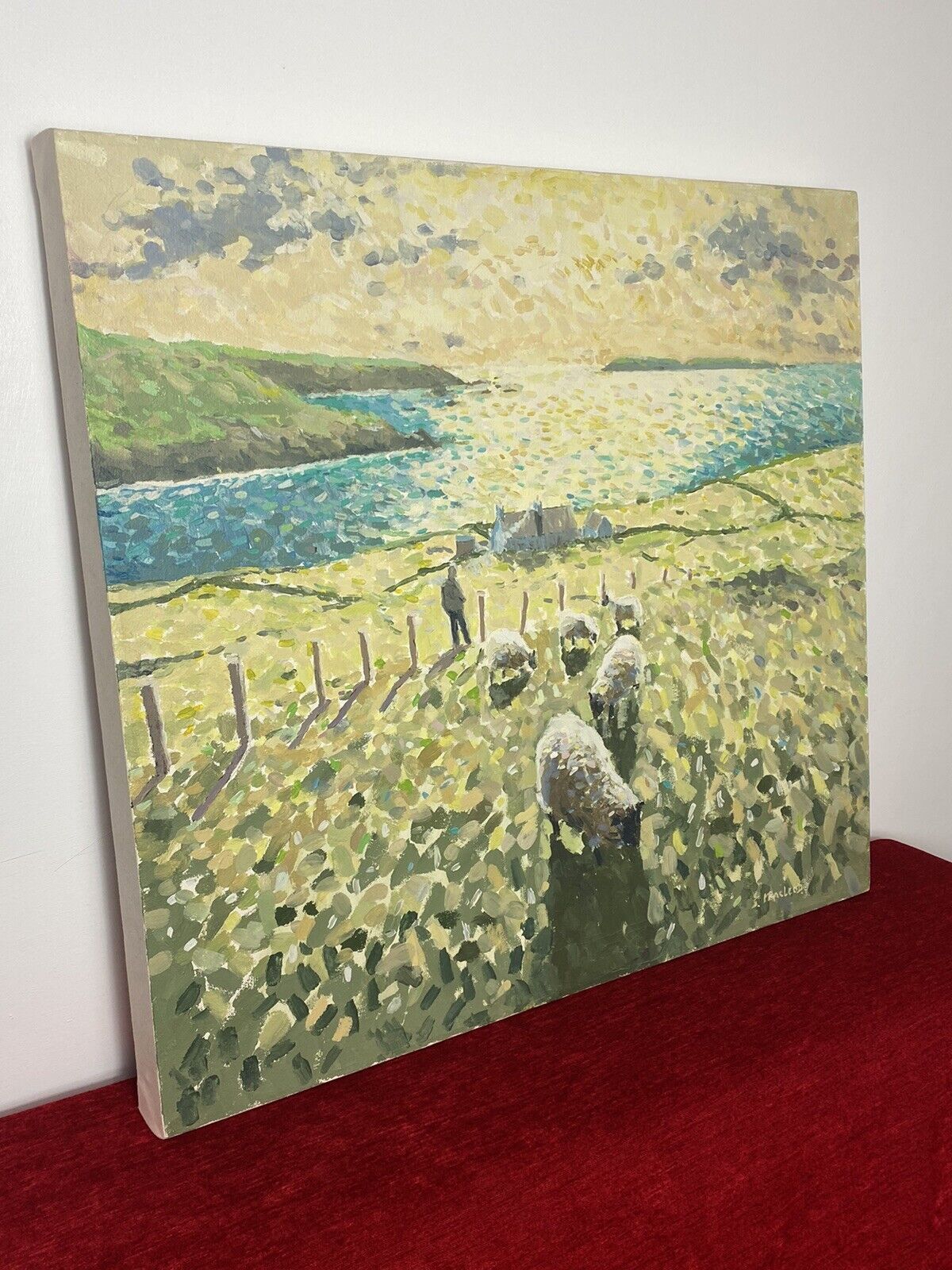 Irish 20c Contemporary Artist Simon Macleod Landscape Oil Painting On Canvas photo Art