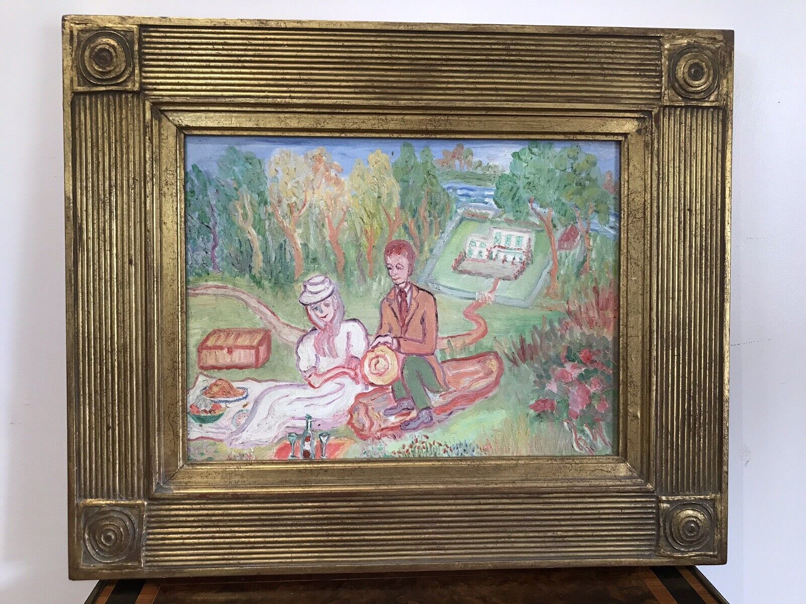 Original Contemporary Oil On Canvas Painting By Shiela Parker Dunbar Walker photo furniture