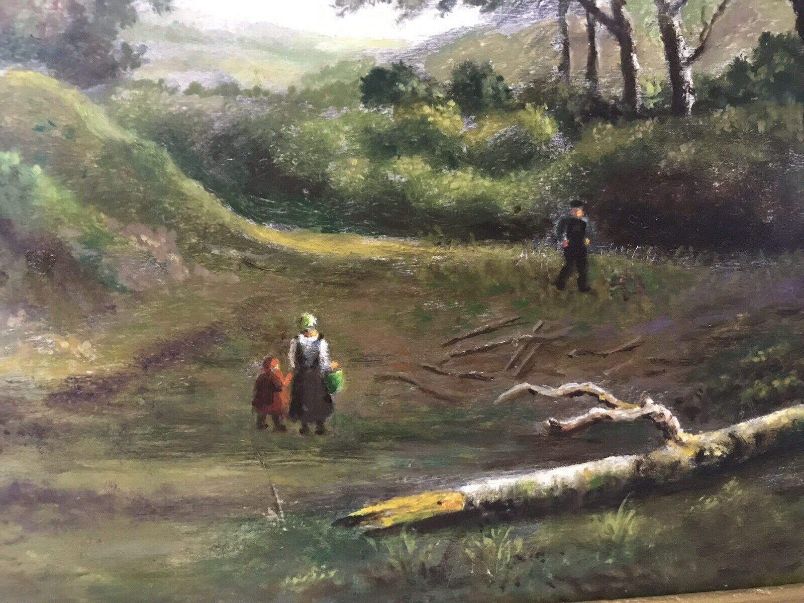 German School Vintage Hilly Landscape Oil Painting photo 130.0