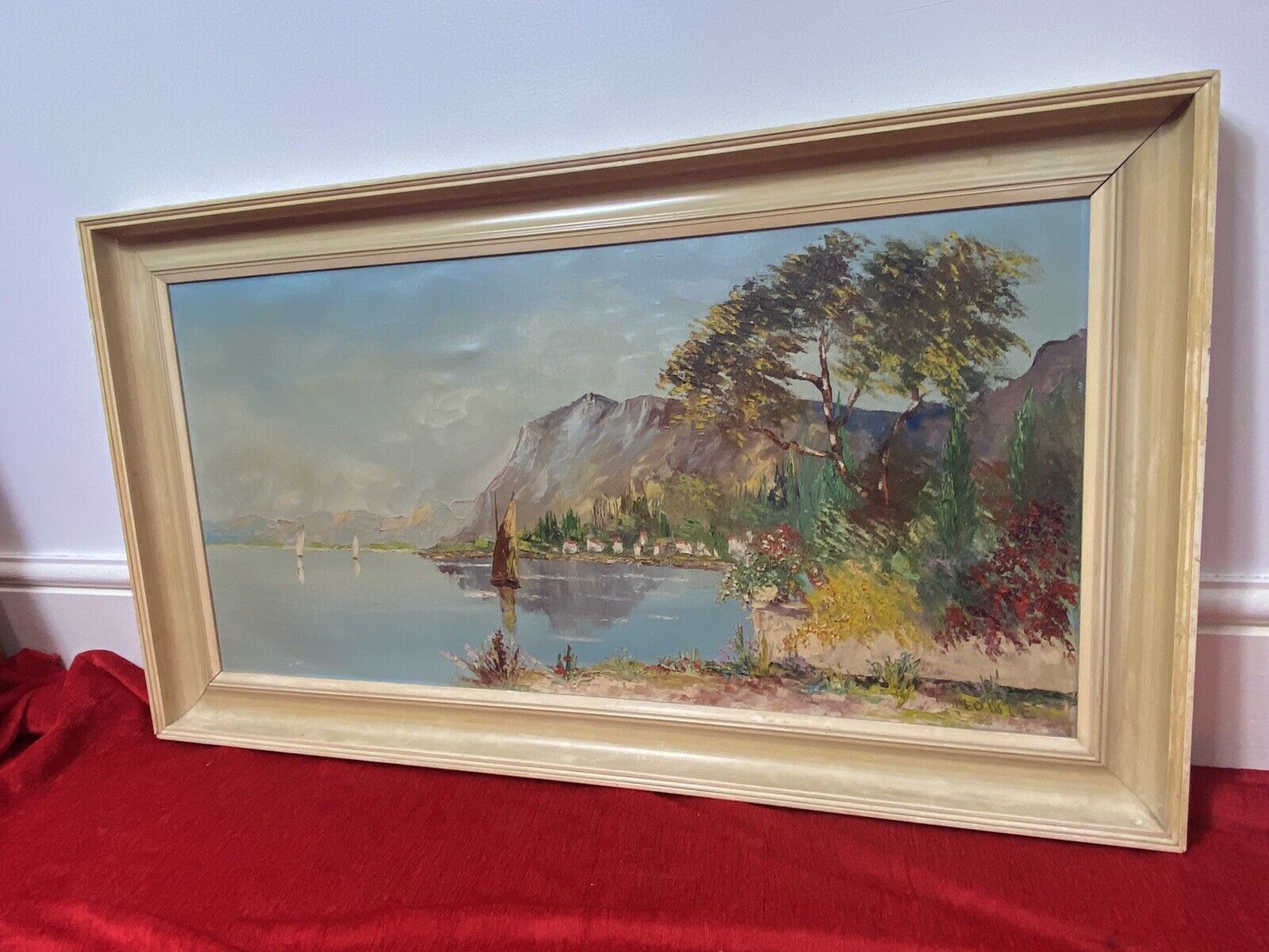 Italian Adriatic Coastal Landscape With Sail Boats Signed By Artist Monte photo 395.0
