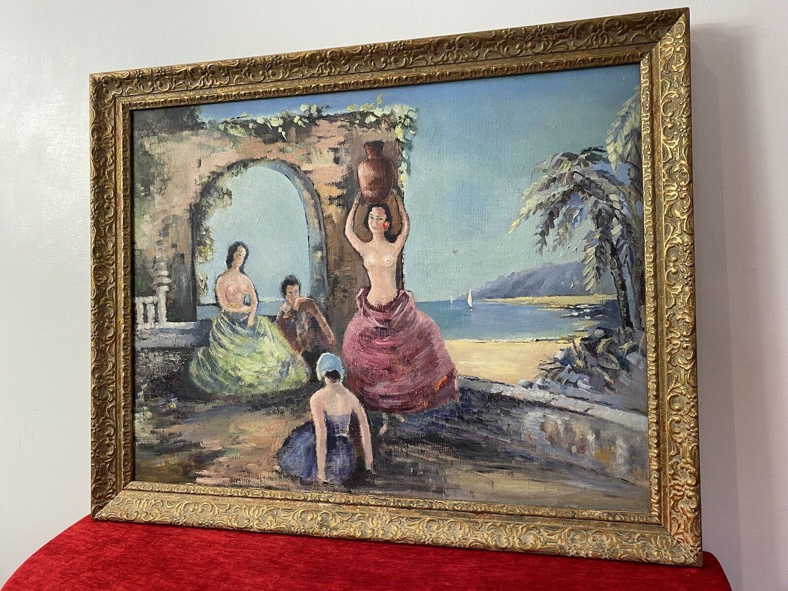 Spanish School Romantic Flamenco Dancers In Landscape Impressionist Oil Artwork photo 385.0