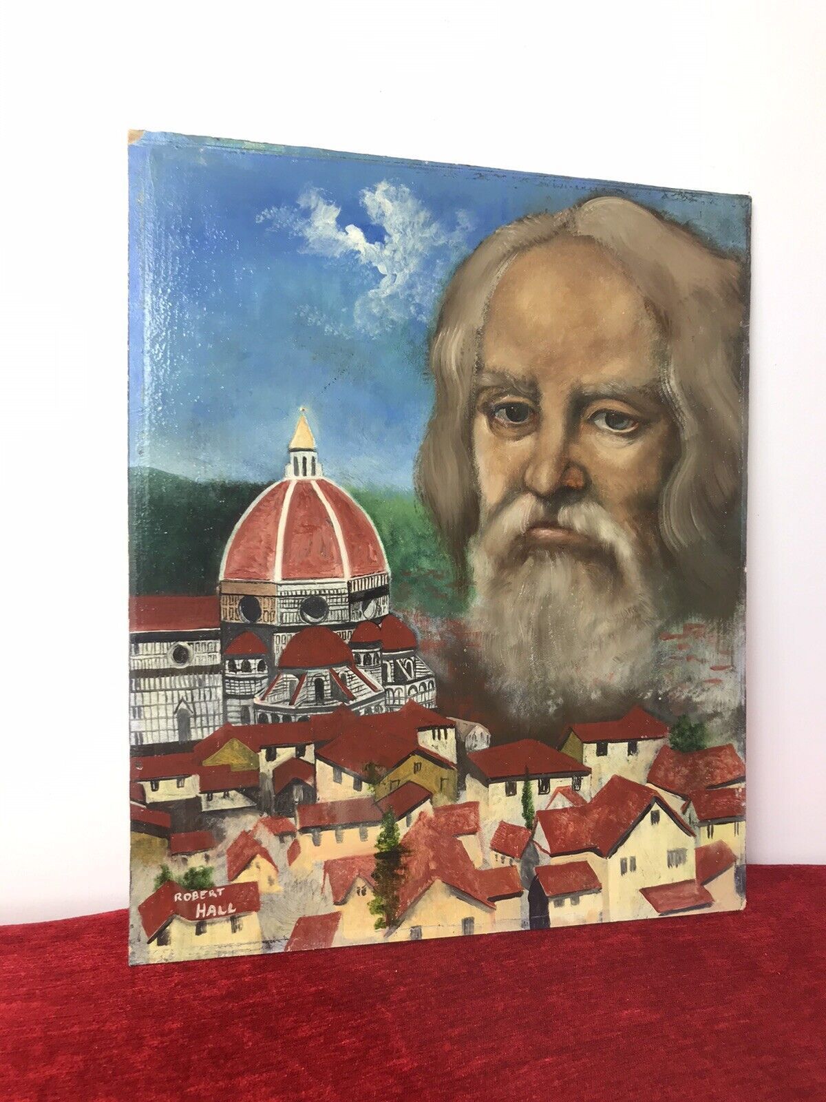 Exceptional Italian Architect Filippo Brunelleschi Portrait Signed Oil On Board photo furniture