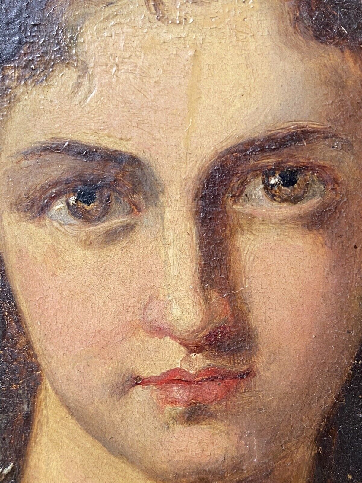 Late 19c Oil Portrait Of Lady Wearing Pearl Necklace Signed By Artist J Axmann photo buy
