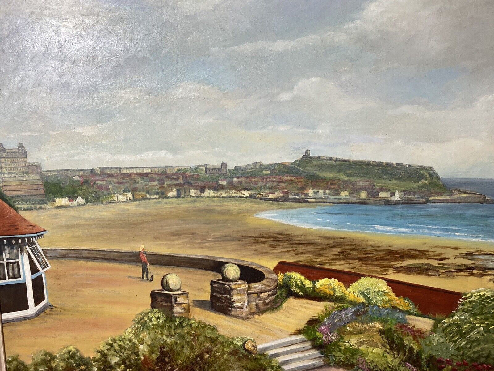 Cornish Costal Scape Of Sault Bay Oil On Canvas By Artist Vera Soper photo vinterior