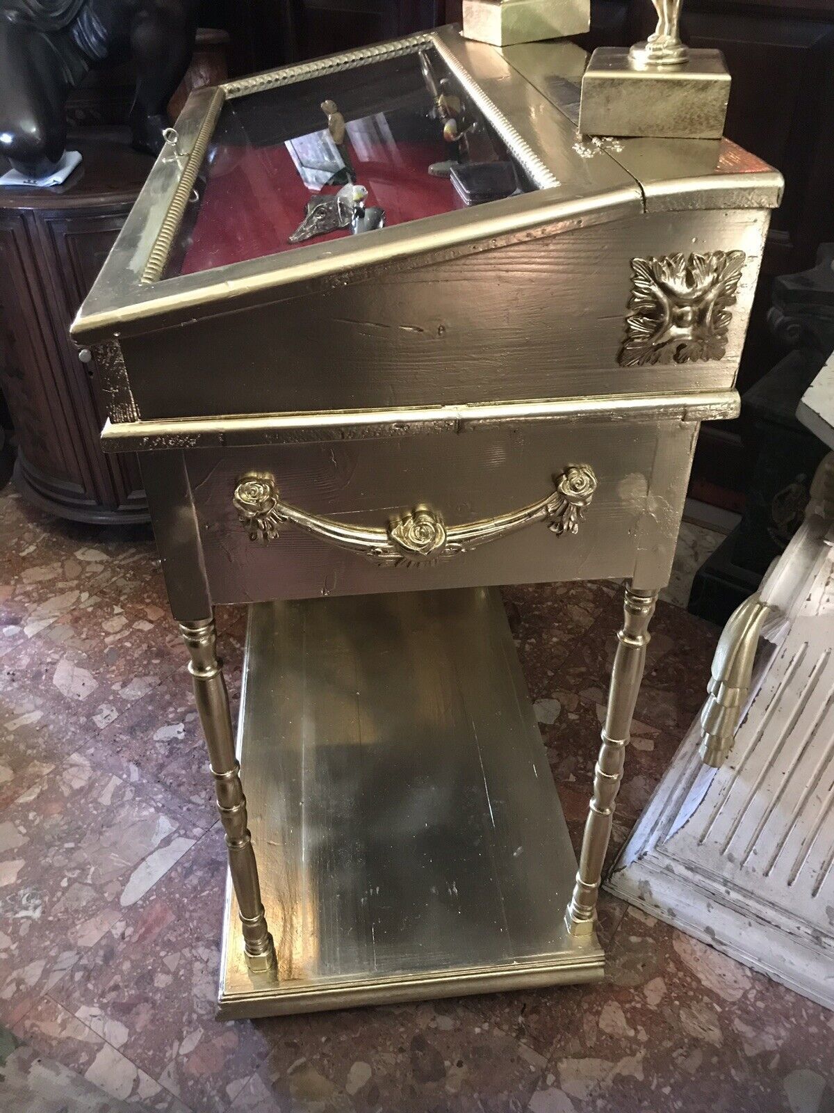 Furniture Fine Vintage Elegance French Guiltwood Bijouterie Cabinet photo