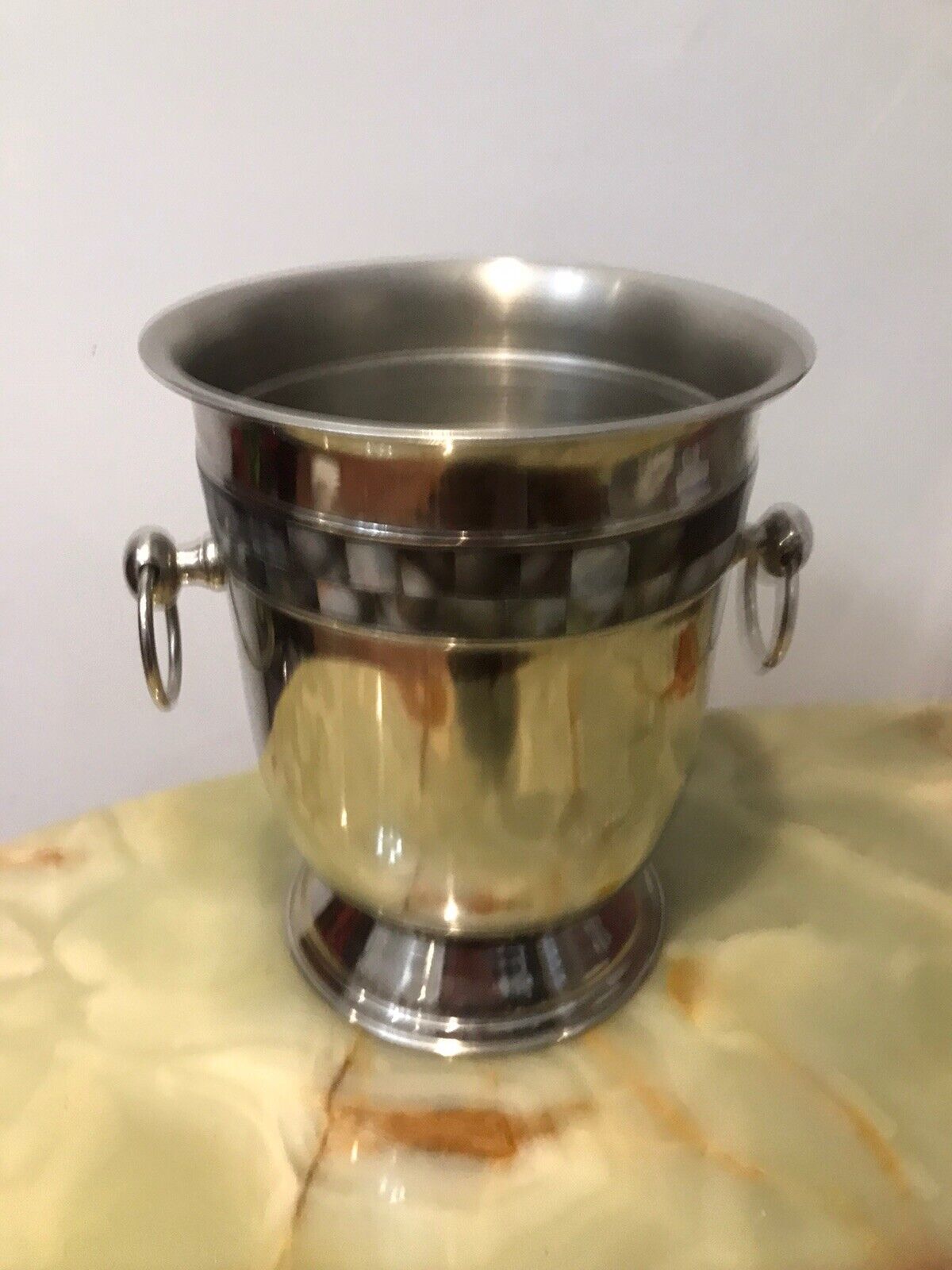 photo furniture Reproduction Silver Plate Champagne Bucket With Mother Of Pearl Banding
