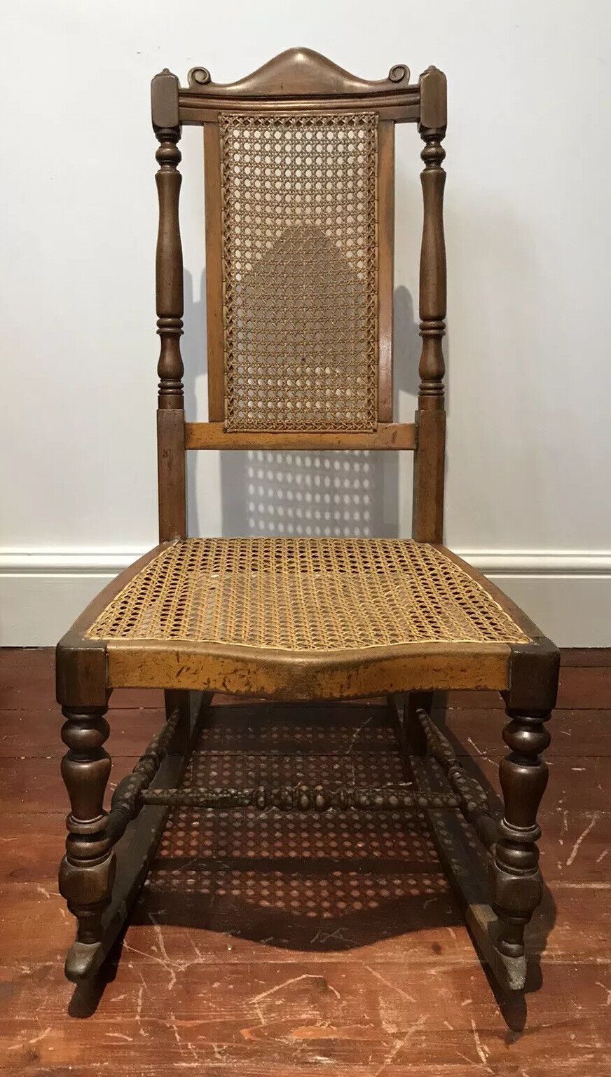 Aesthetic Movement Rare Cane Serpentine Front Spindle Back Rocking Chair photo furniture