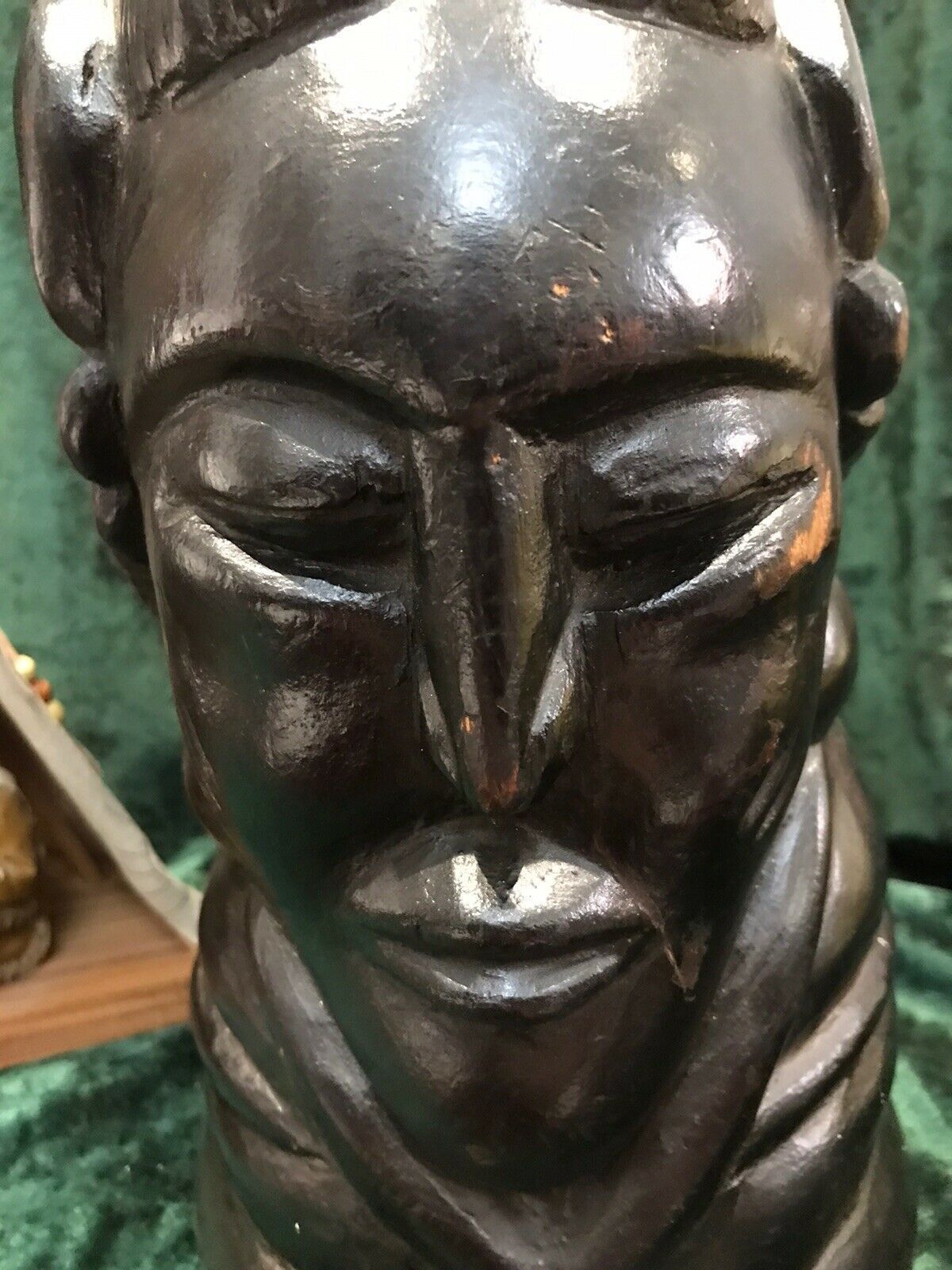 340.0 Historic 19th Century Carved Wood Red Cheif Indian Head photo