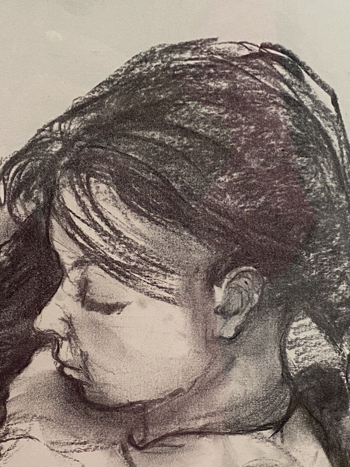 Figurative Charcoal Sketch Of Young Lady In Deep Thought By Michael Jenkins photo vinterior