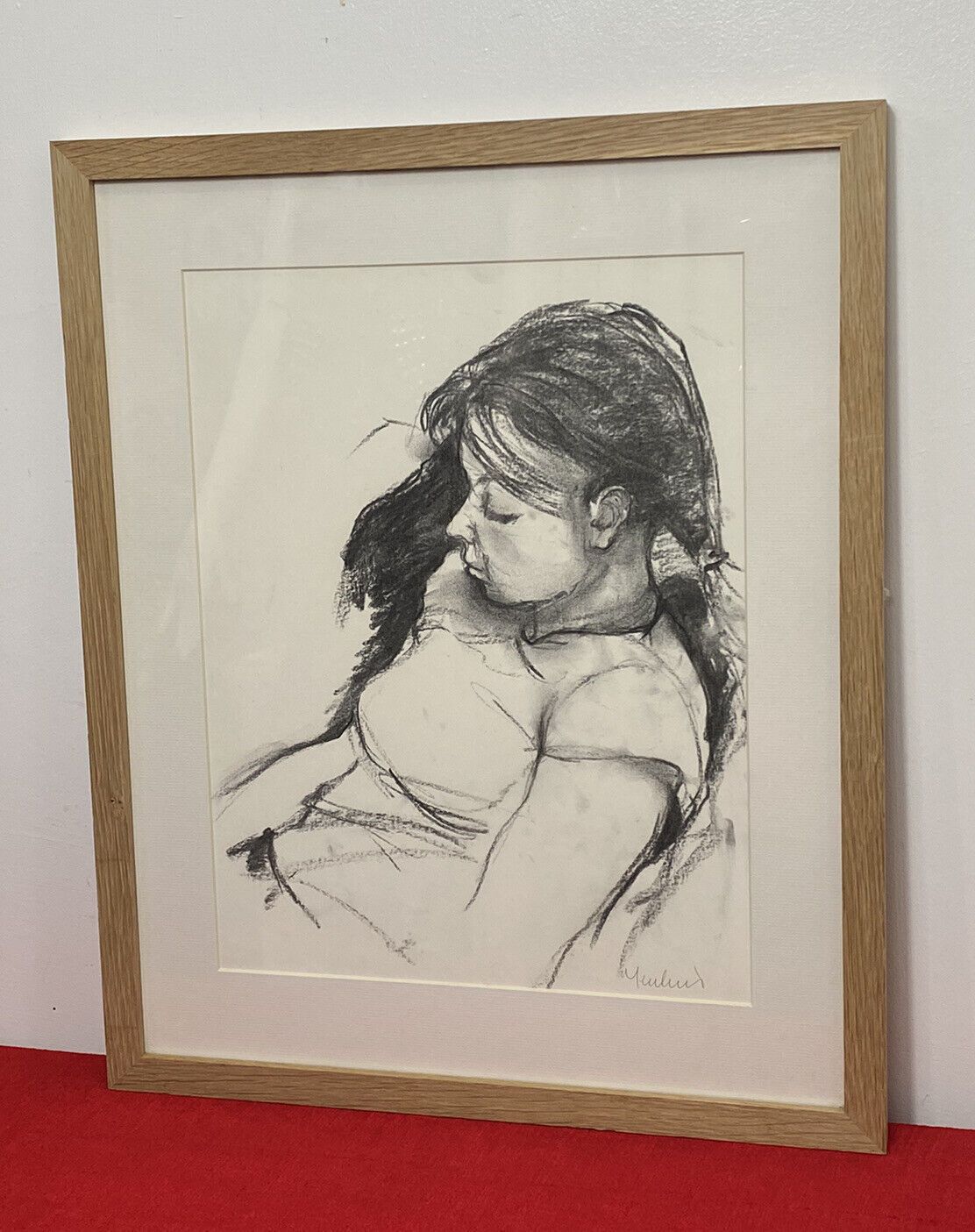 photo furniture Figurative Charcoal Sketch Of Young Lady In Deep Thought By Michael Jenkins
