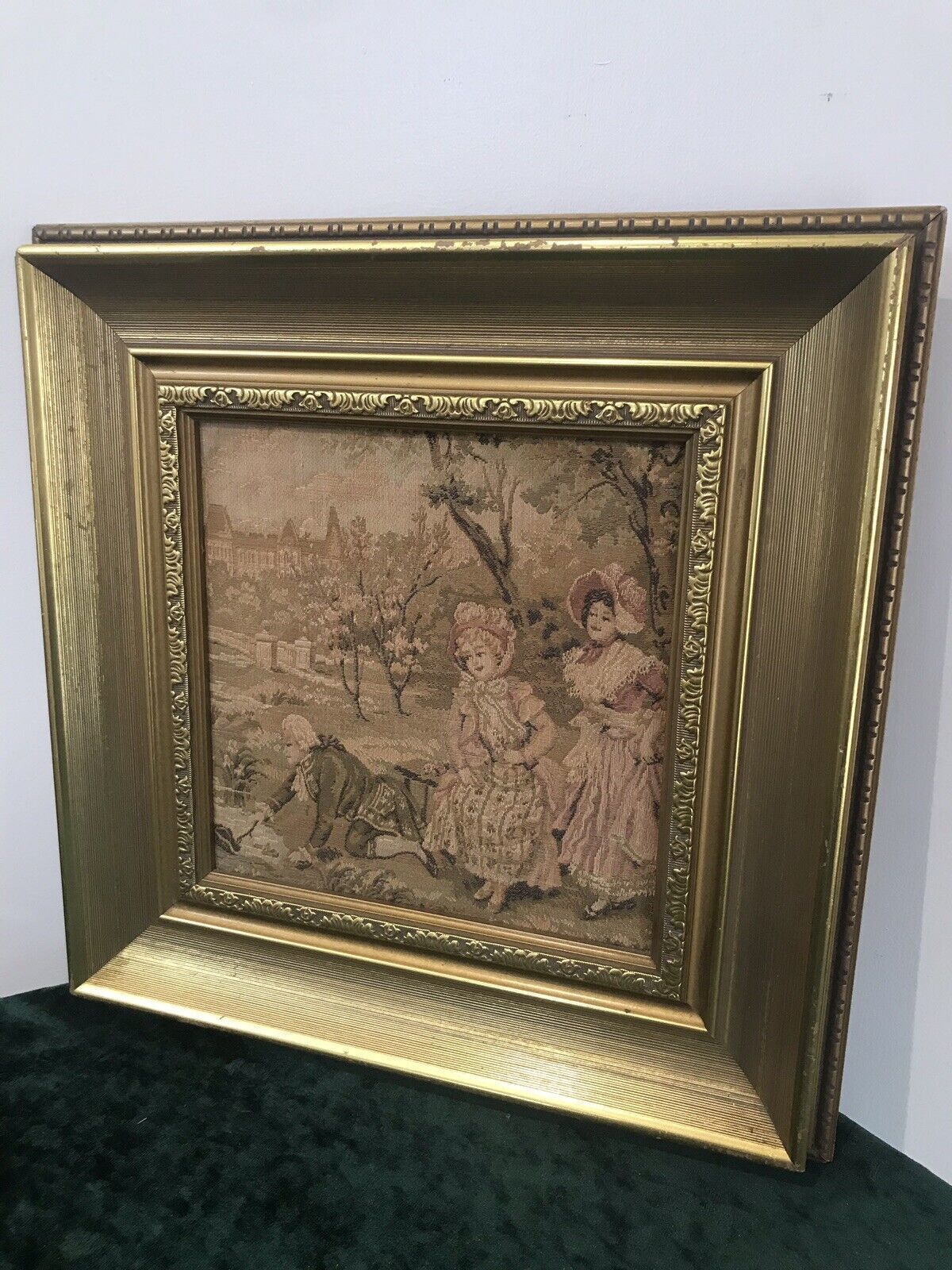 Fine Reproduction 18th Century Style French Figures In Chateau Garden Tapestry photo 160.0