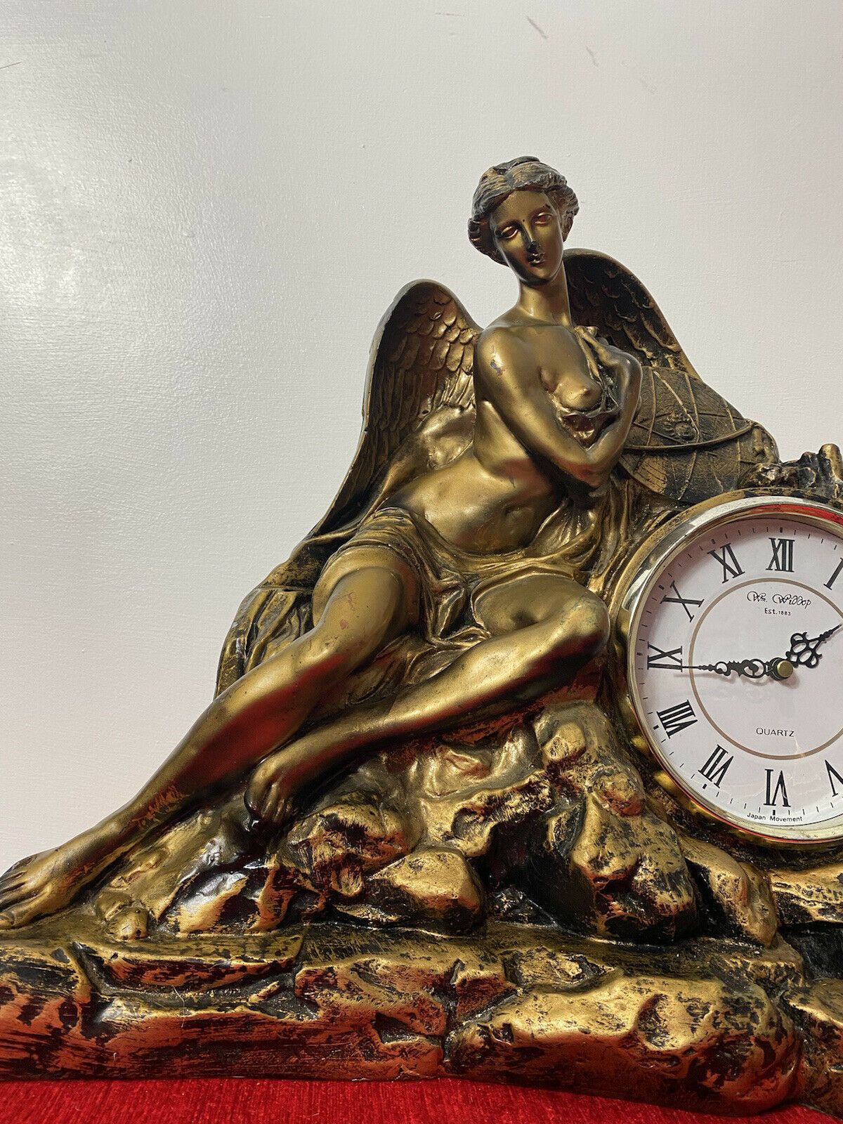 Classical Athen Goddess Of Wisdom Ornate Gilded Mantle Clock W M Widdop Movement photo furniture