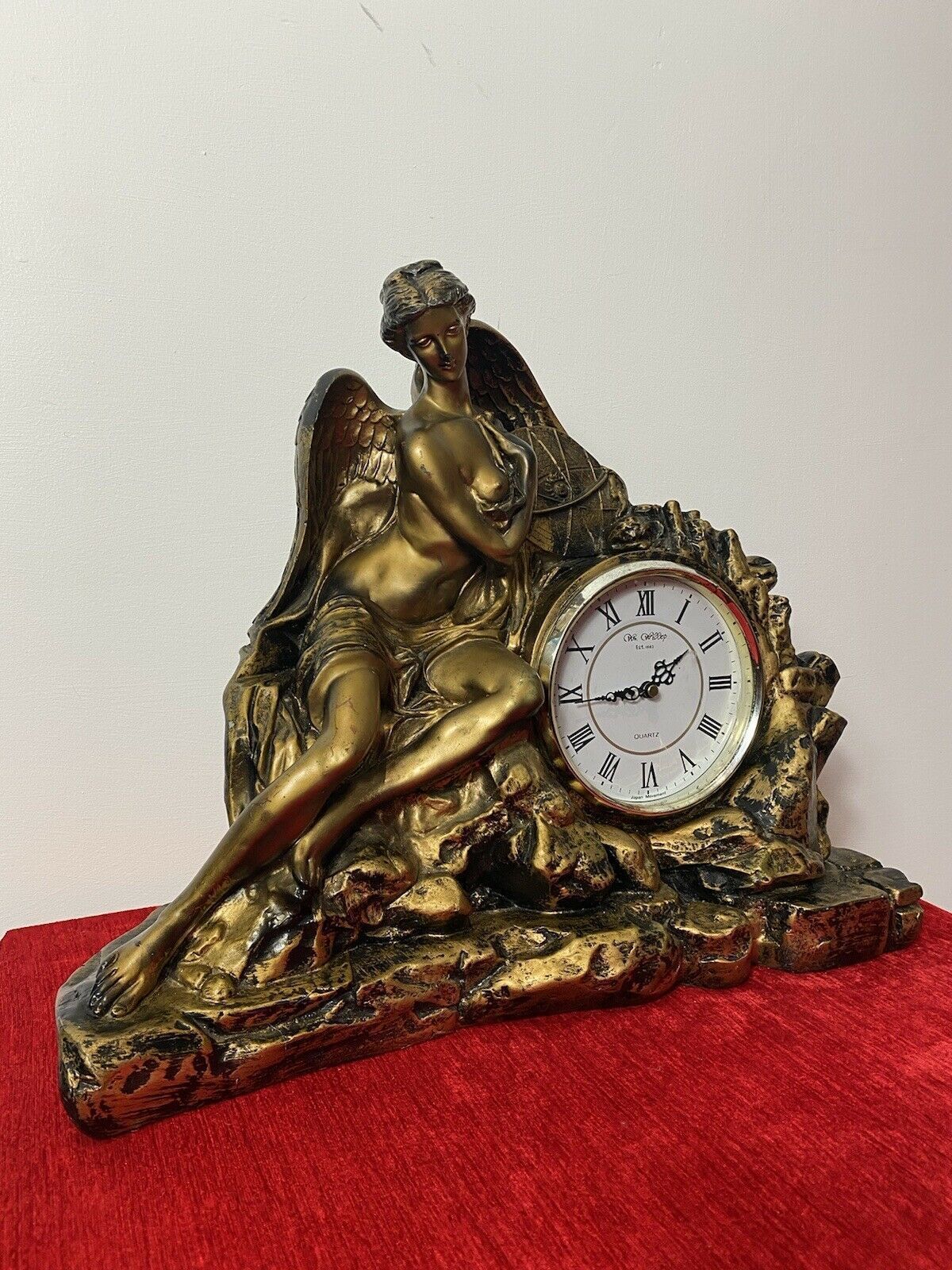 Classical Athen Goddess Of Wisdom Ornate Gilded Mantle Clock W M Widdop Movement photo Home Decor