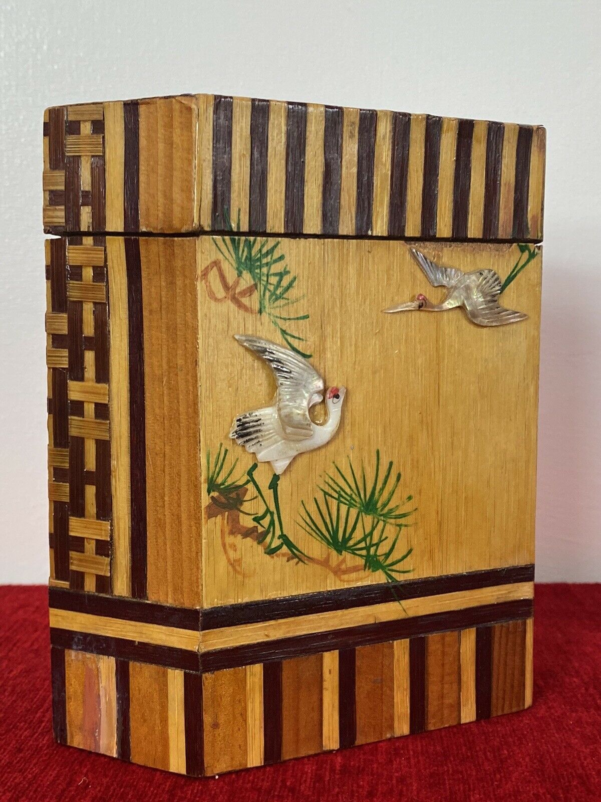 Fine 19th Century Oriental Prism Shaped Tea Caddy Inlaid In Exotic Woods photo furniture