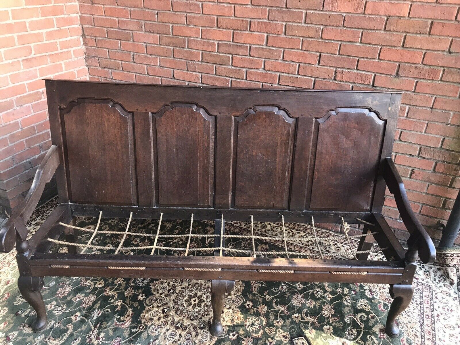 photo for sale Period Antique 1760 George III Four Panel Great Hall Oak Settle