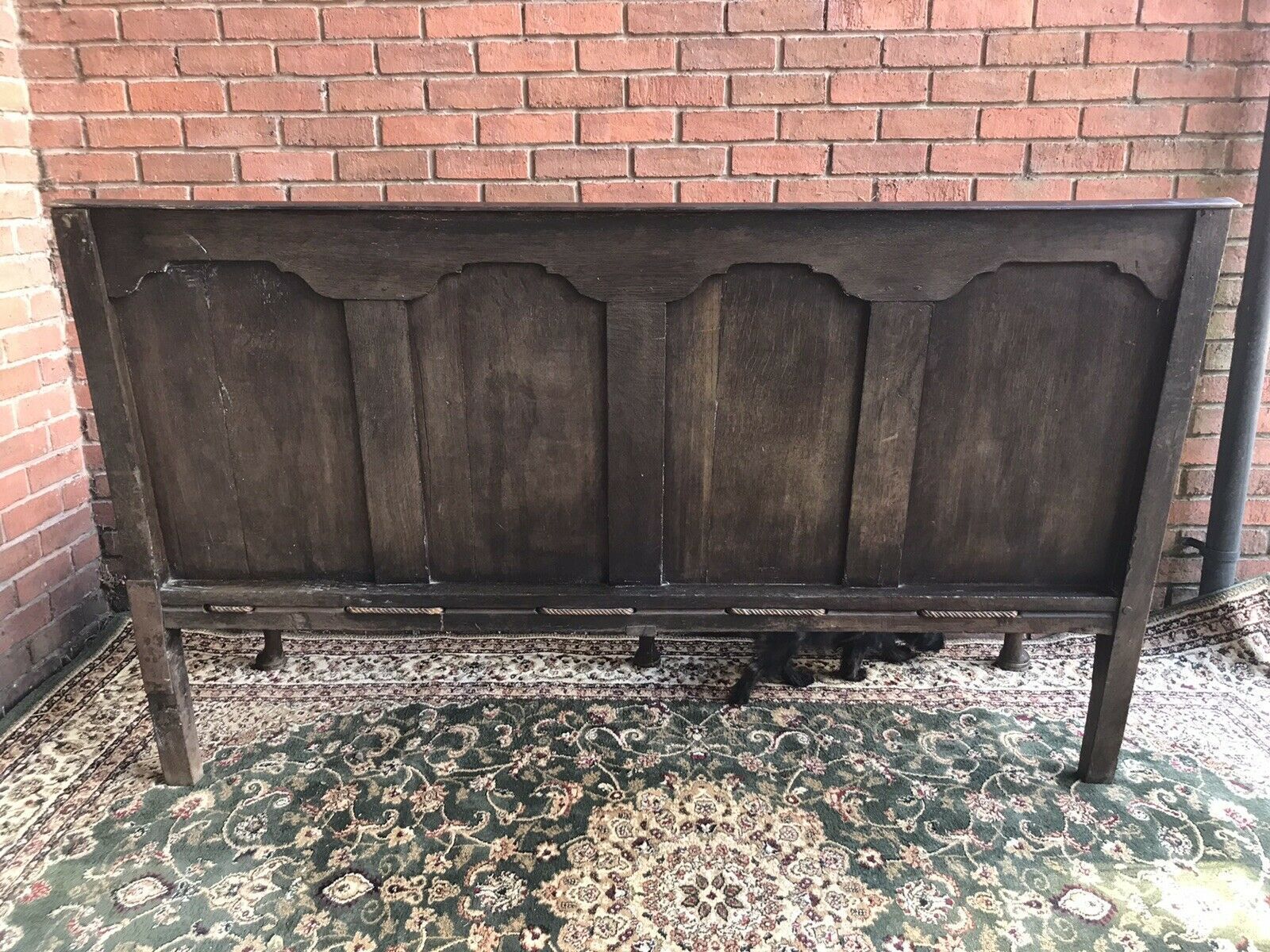 1250.0 Period Antique 1760 George III Four Panel Great Hall Oak Settle photo