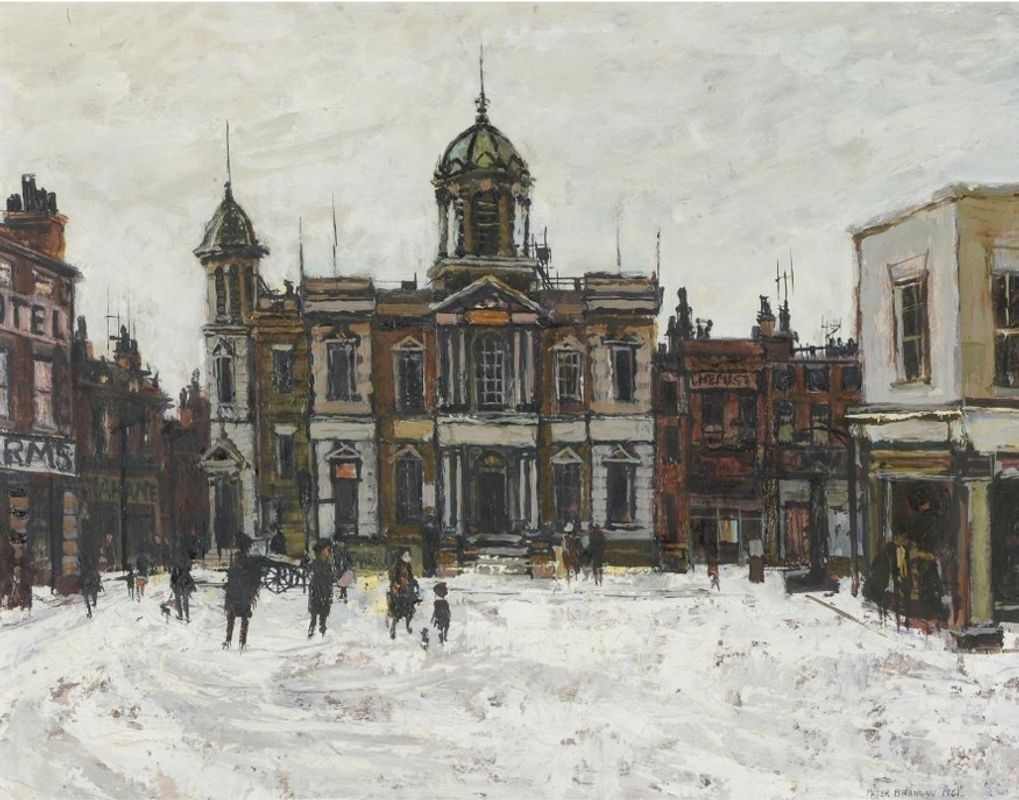 Peter Brannan (1926 1994) 'Nottinghamshire Market Square' photo furniture
