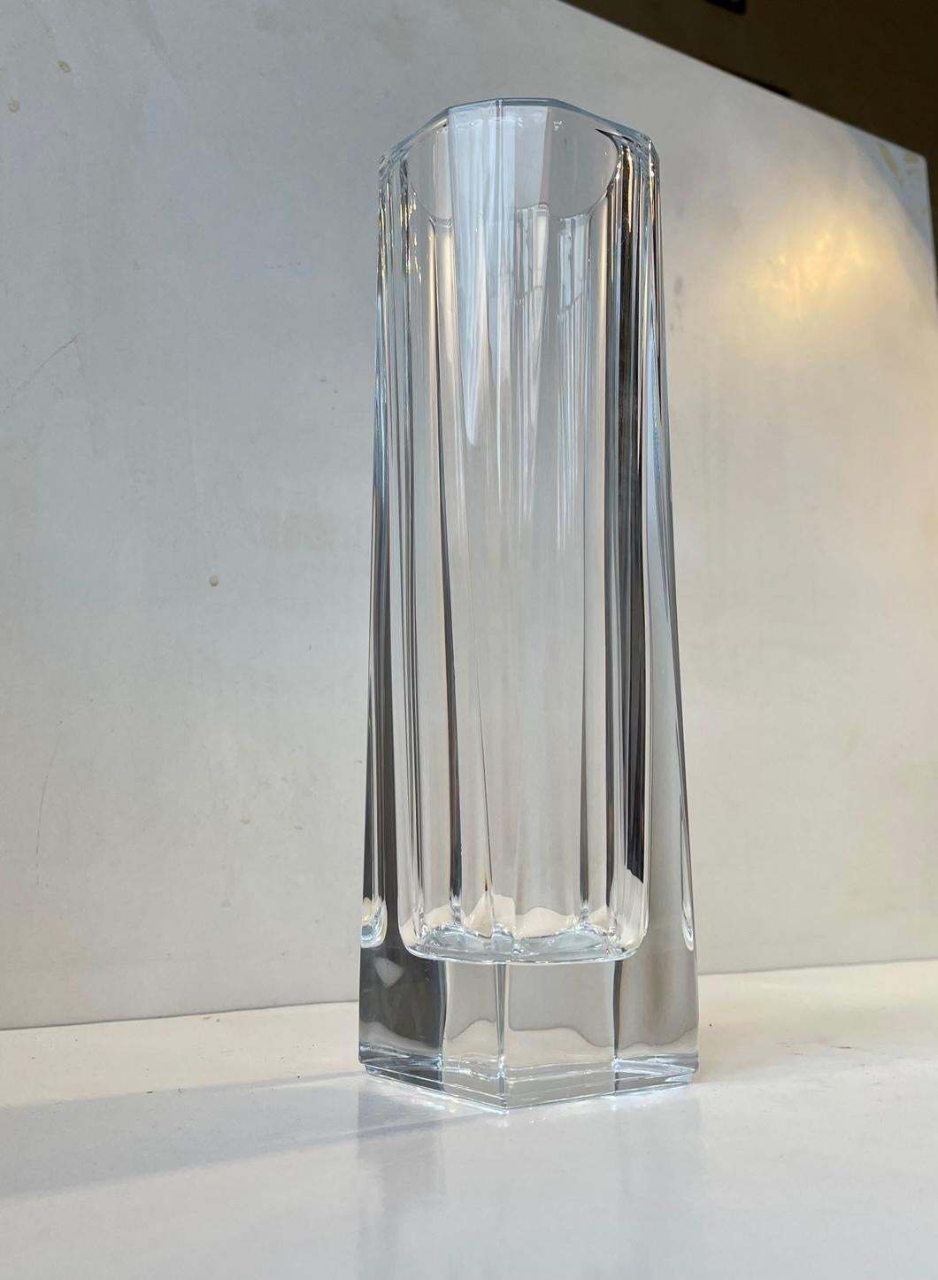 French Art Deco Cut Crystal Vase In The Style Of Daum, 1930s