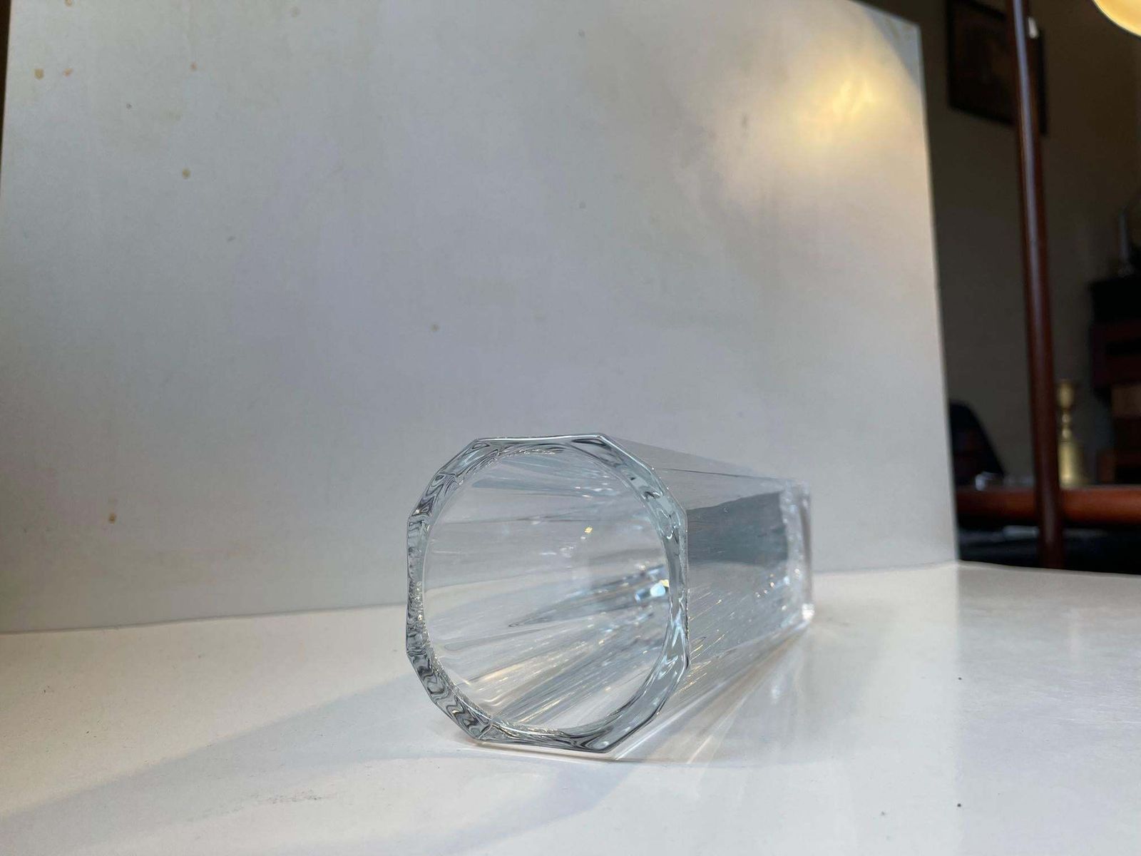 French Art Deco Cut Crystal Vase In The Style Of Daum, 1930s photo for sale