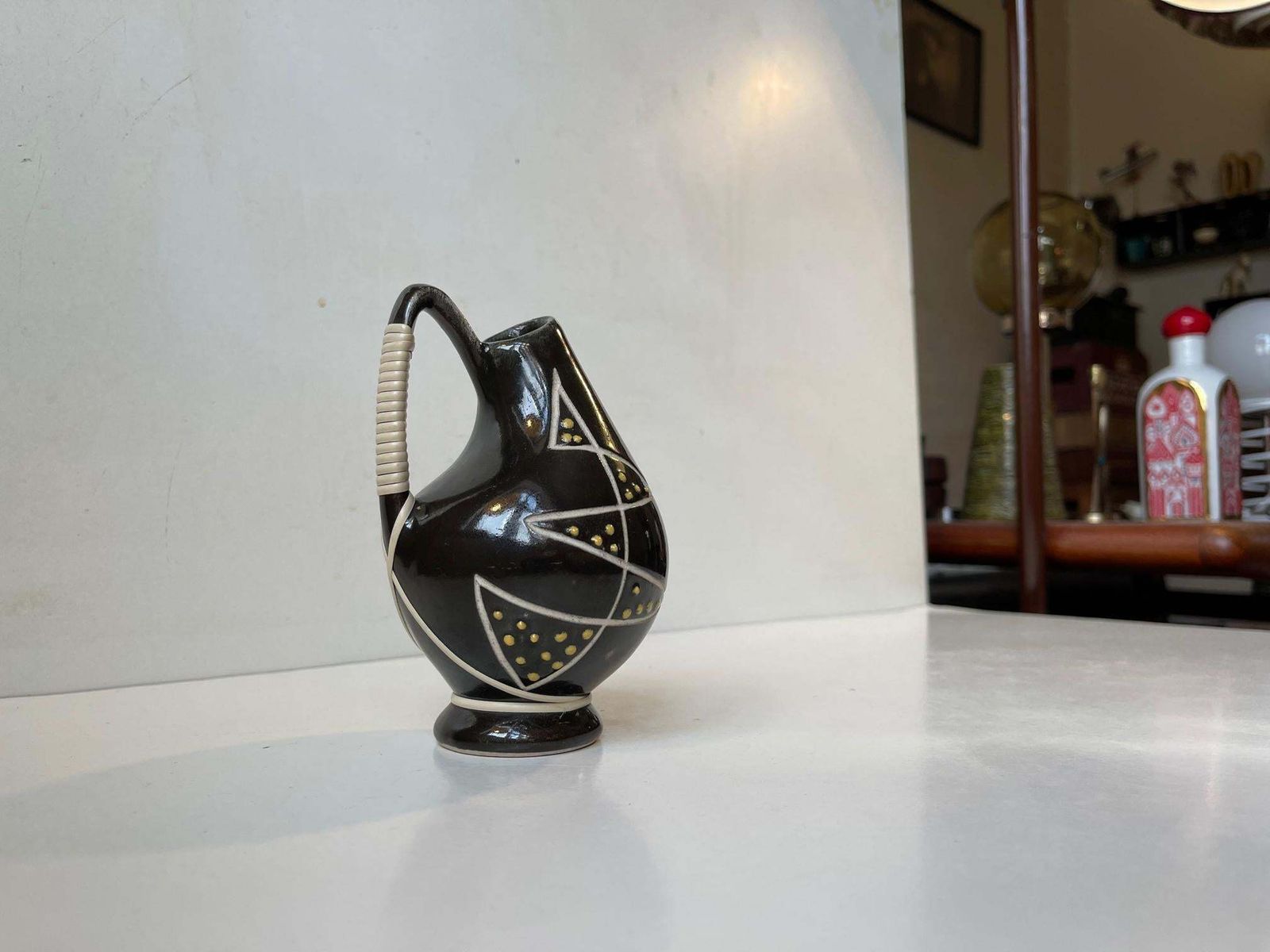 Søholm Danish Modernist Ceramic Vase In Black Glaze, 1950s