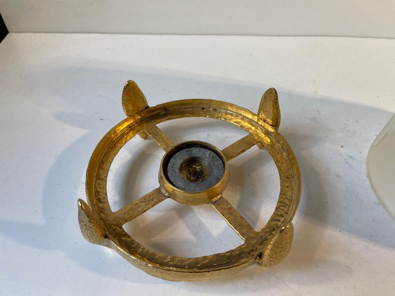 Vintage French Candle Stand, Lamp In Gilt Brass And Glass photo vinterior
