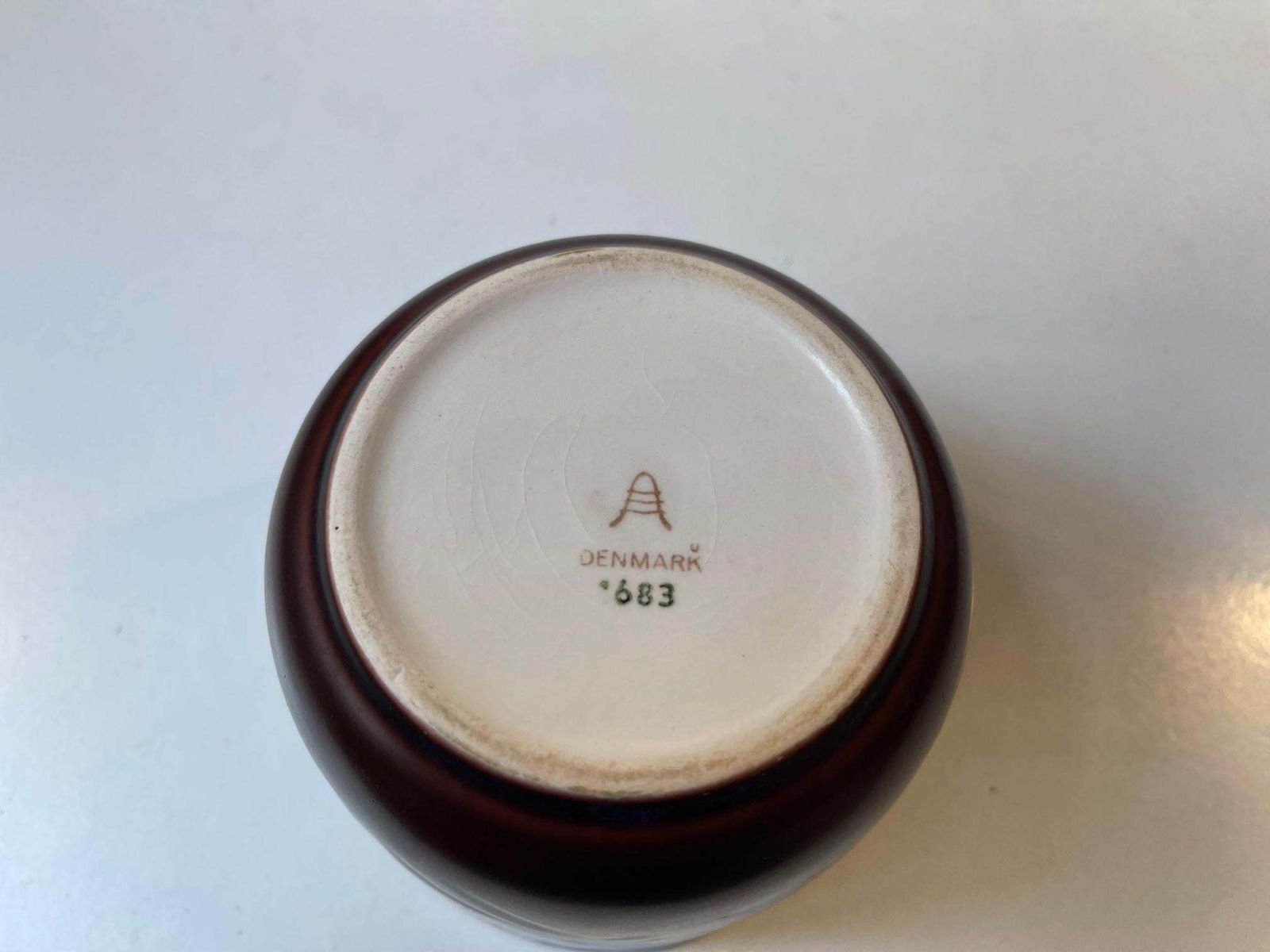 Danish Modern Burgundy Ceramic Planter By Nils Thorsson, 1950s photo for sale