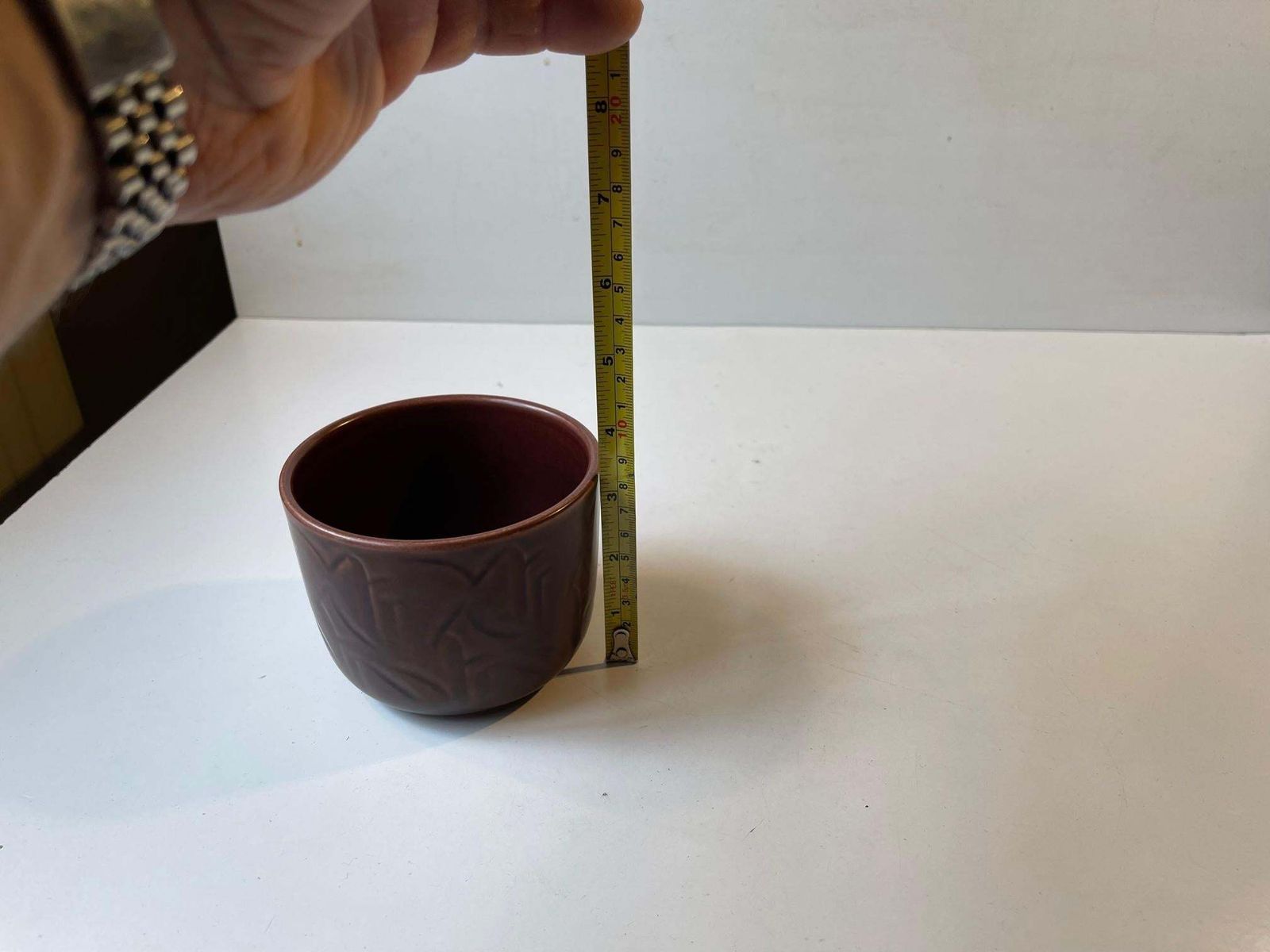 Danish Modern Burgundy Ceramic Planter By Nils Thorsson, 1950s photo 250.0