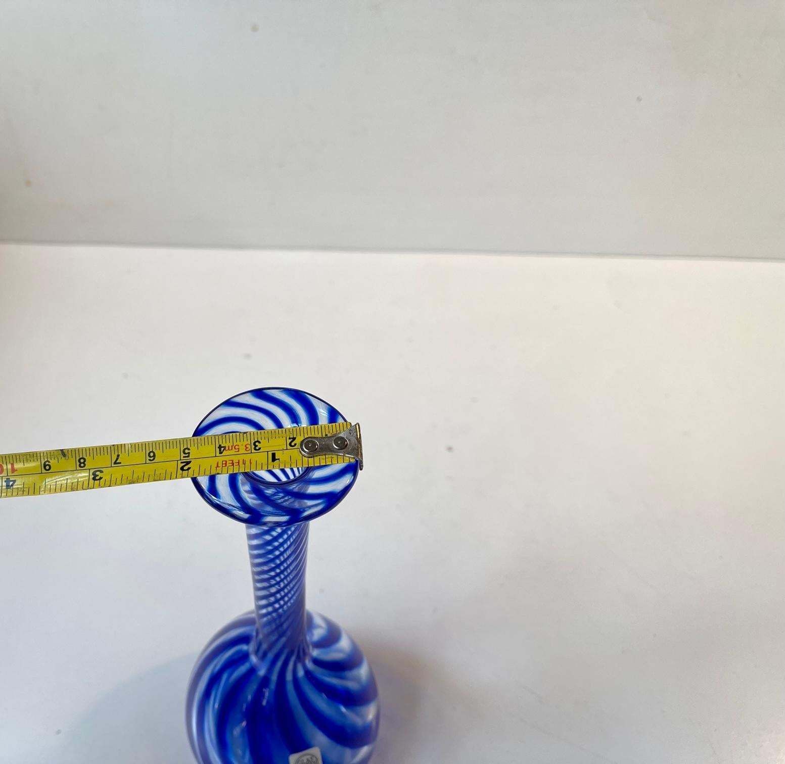 Twisted Blue Art Glass Vase By Martin B. Møller For Glashytten photo vinterior