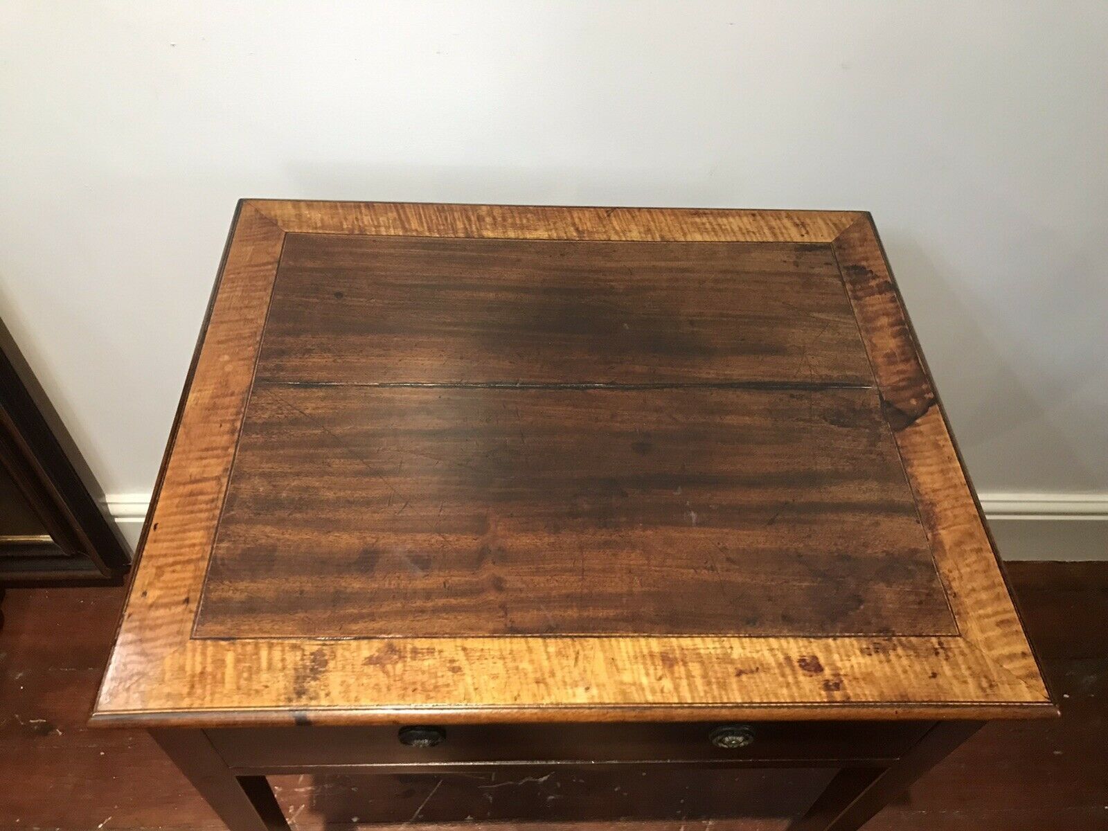 Period Antique Sheraton Style Side Table With Drawer And Tapered Legs photo Furniture