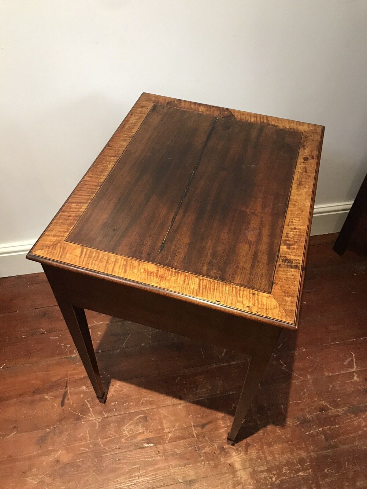 Period Antique Sheraton Style Side Table With Drawer And Tapered Legs photo vintage