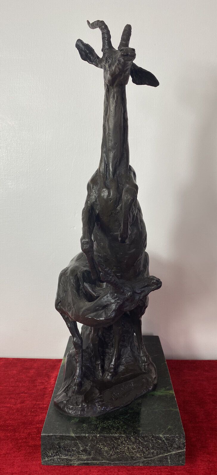 Fine Bronze Centrepiece Sculpture Of Gazelle & Impala On Marble Plinth Signed photo for sale