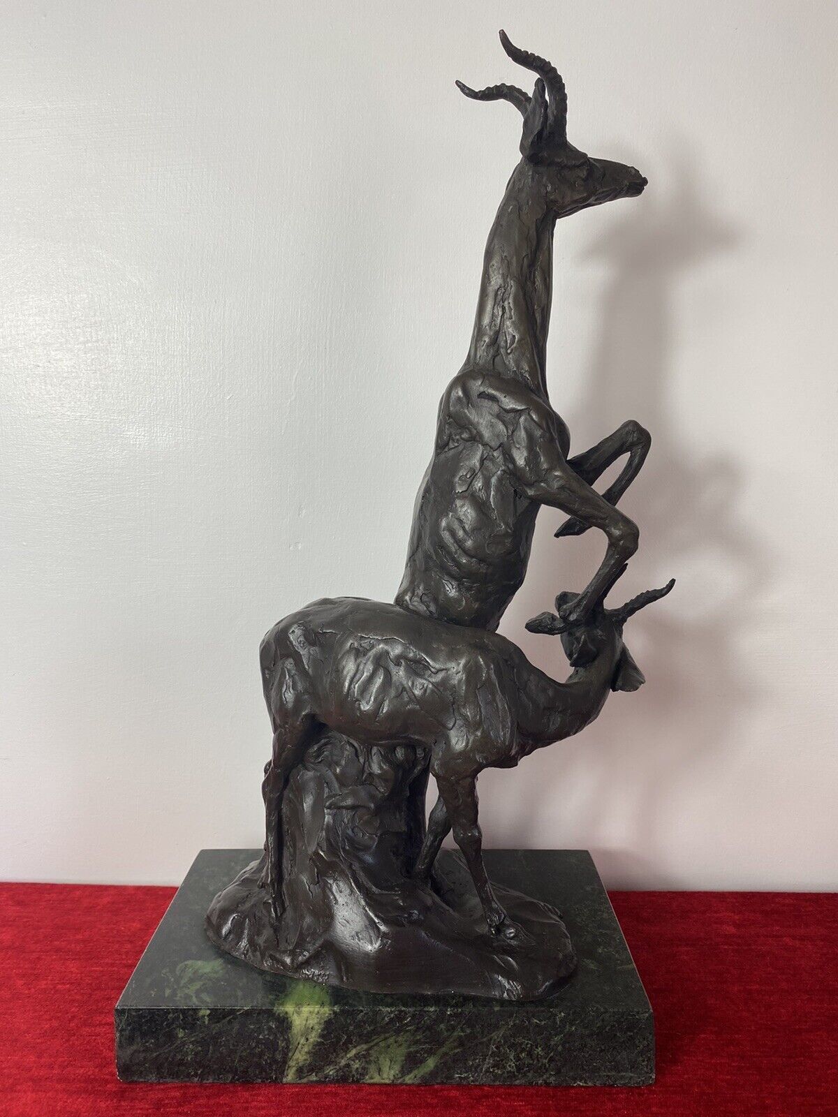 Fine Bronze Centrepiece Sculpture Of Gazelle & Impala On Marble Plinth Signed photo Art