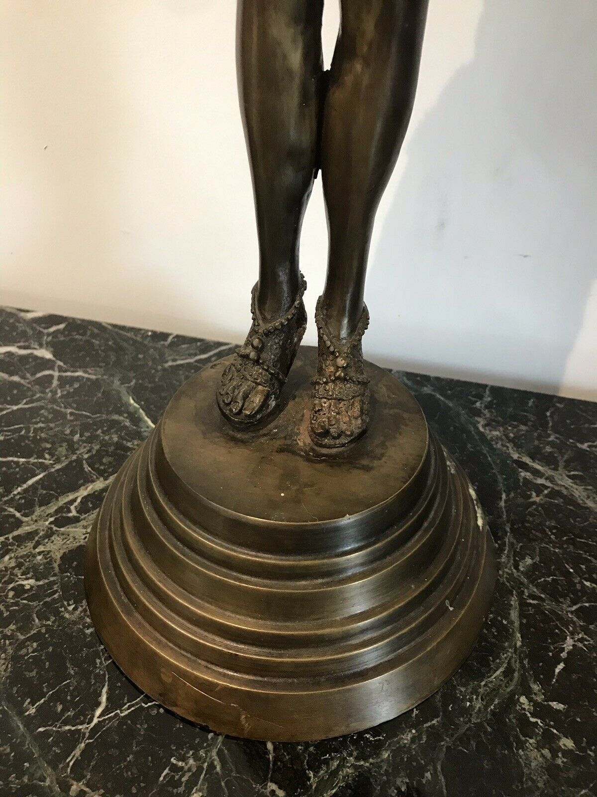 Home Decor Art Nouveau Style Bronze Statue Of Dancing Girl Upon Bronze Circular Base photo