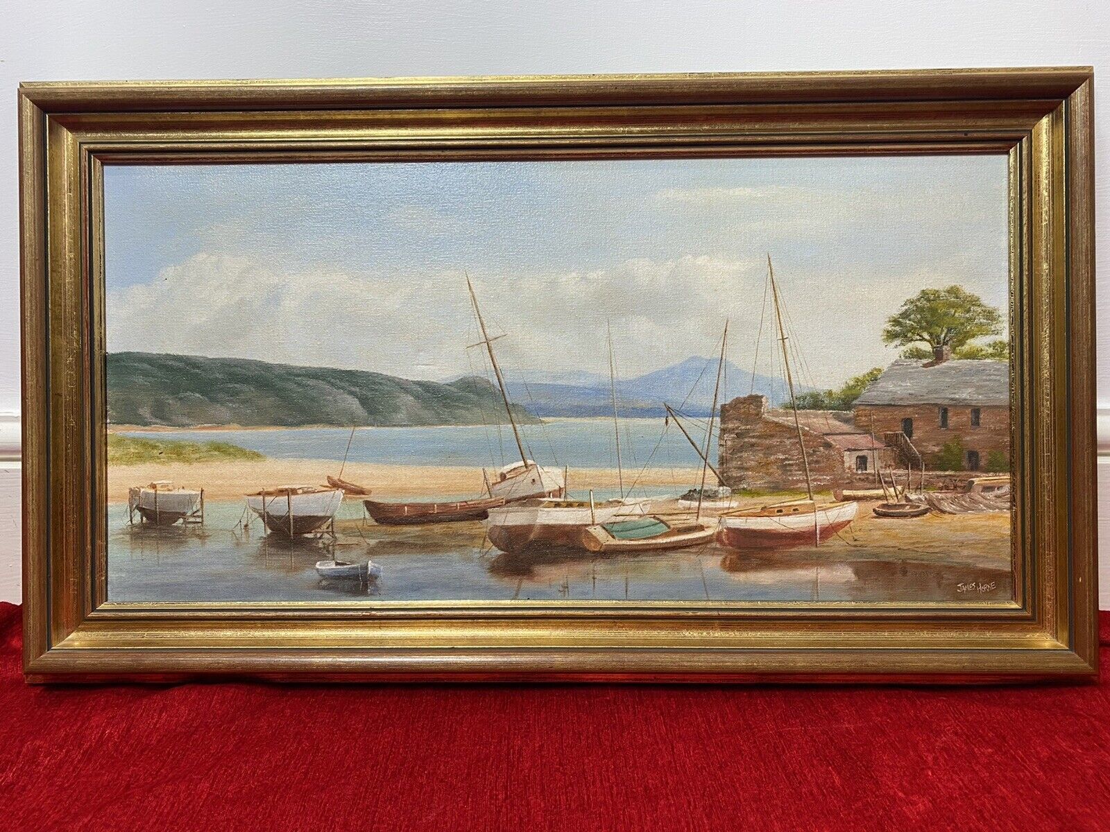 Sailing Boats In The Bay During Low Tide Oil On Canvas By James Horne
