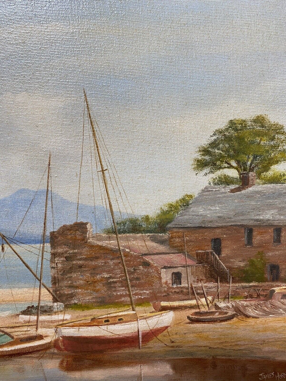 Sailing Boats In The Bay During Low Tide Oil On Canvas By James Horne photo 449.0