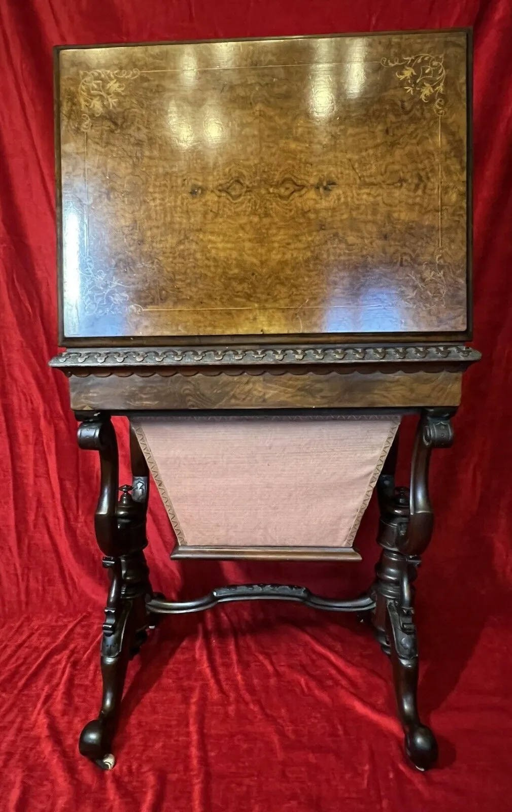 Victorian C1860 Museum Quality Burl Walnut And Marquetry Inlaid Sewing Table photo 1295.0