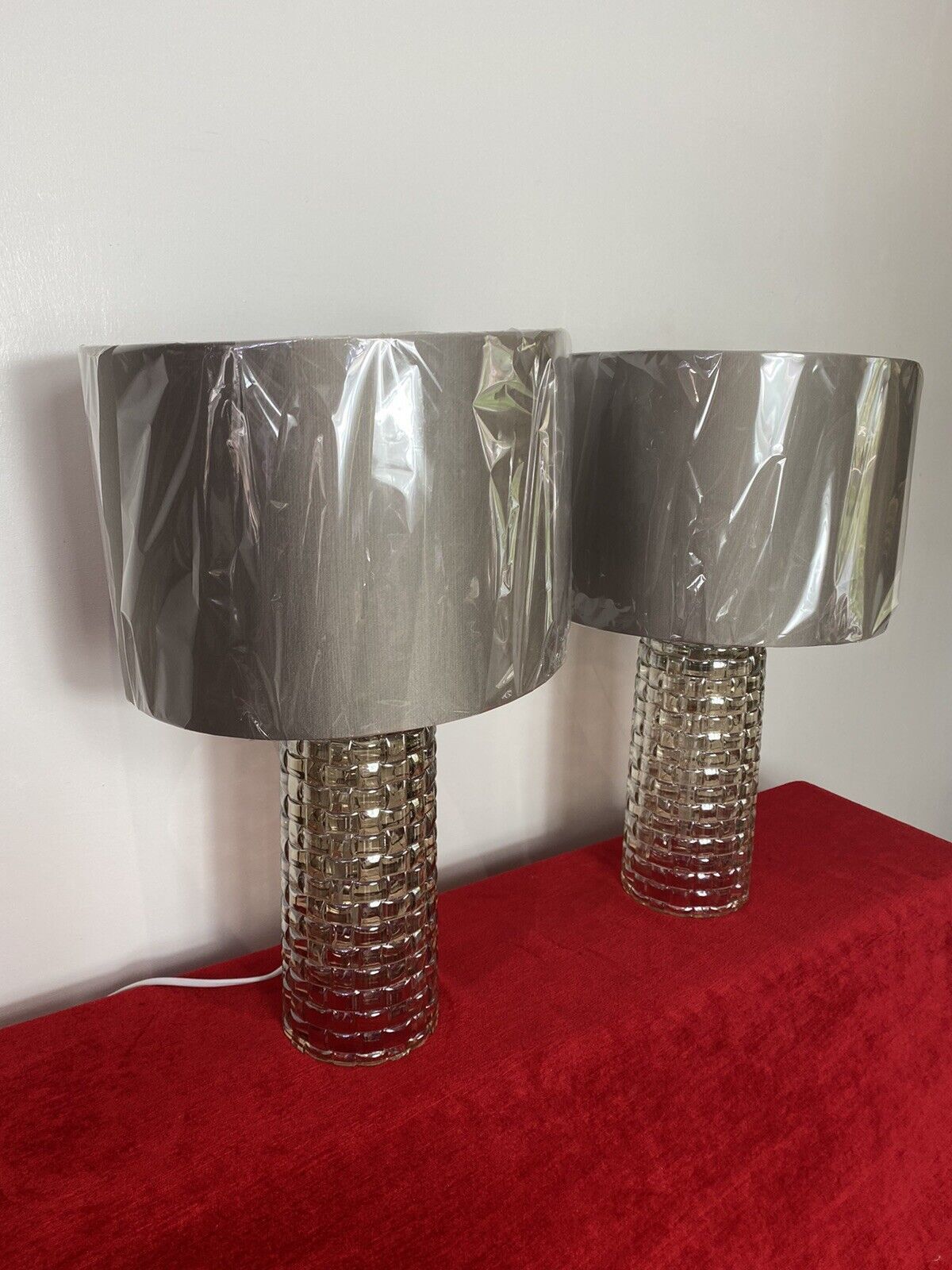 Pair Modern Art Contemporary Geometric Glass Lamps With Shades photo furniture