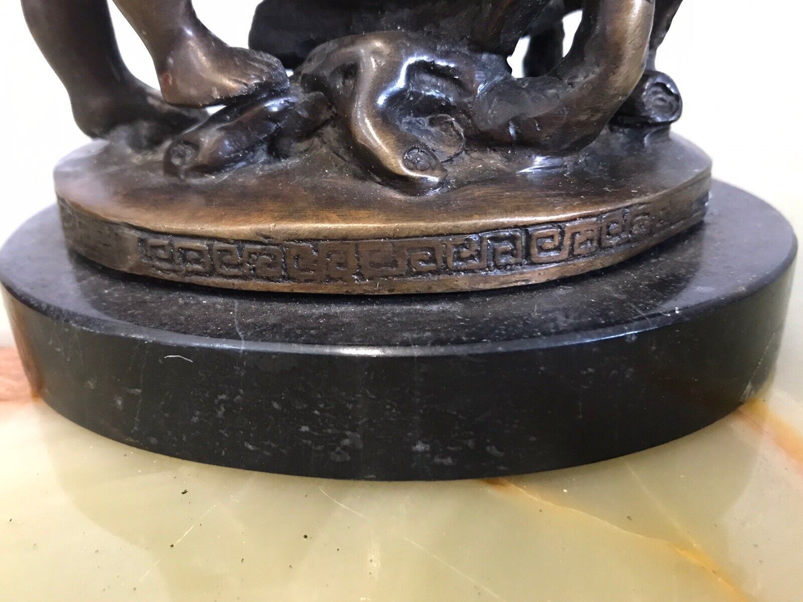 Art Charming Fine Reproduction French Bronze Cherub With Flora Urn Statue photo