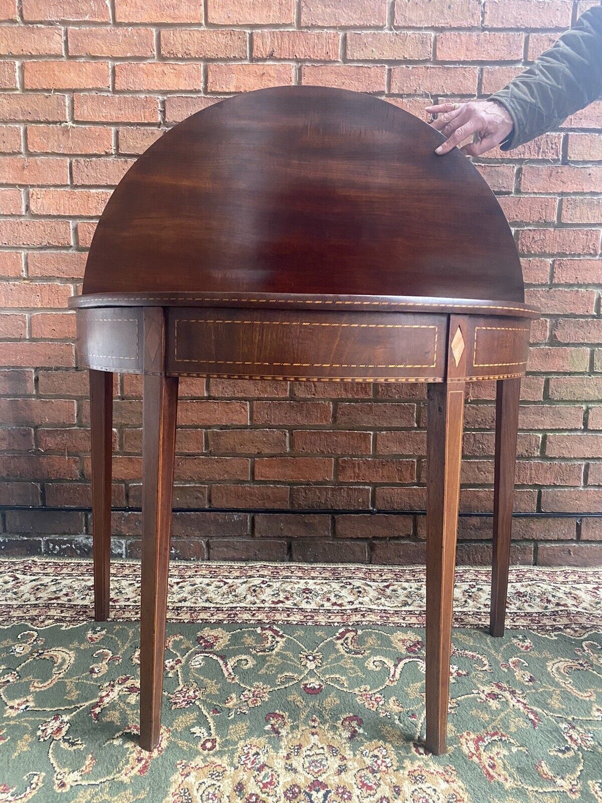 Period Antique George III Demi Lune Turnover Tea Table In Rich Plum Mahogany photo furniture