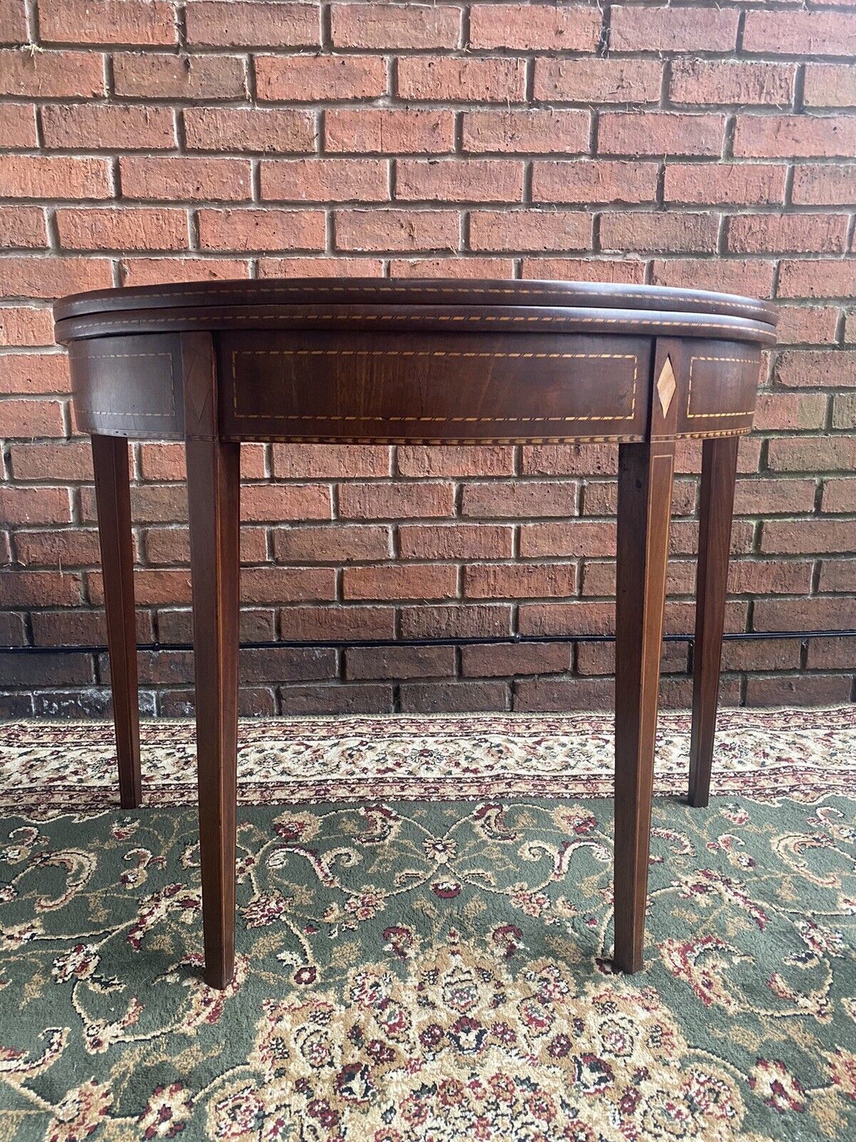Period Antique George III Demi Lune Turnover Tea Table In Rich Plum Mahogany photo 975.0