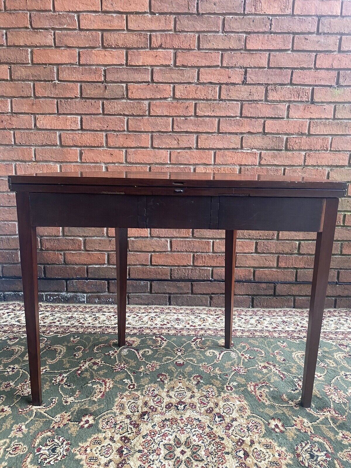 photo for sale Period Antique George III Demi Lune Turnover Tea Table In Rich Plum Mahogany