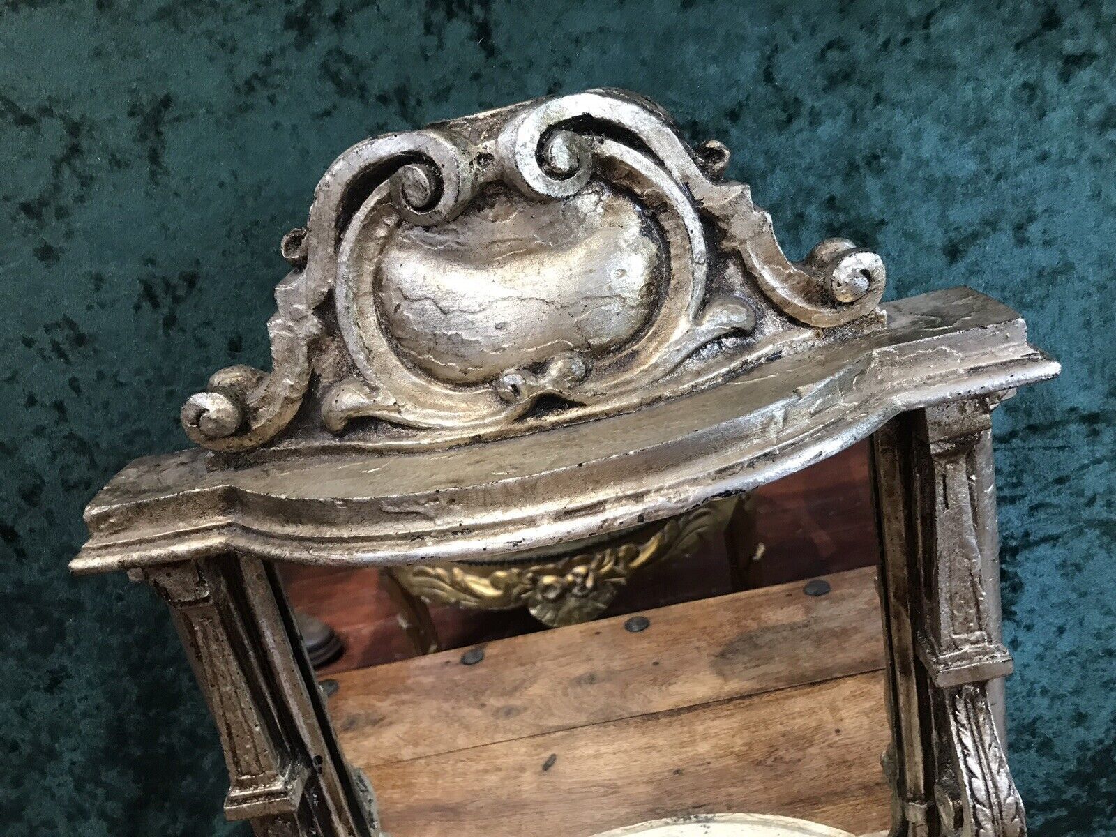 Home Decor Italian Reproduction Silver Serpentine Shaped Cherub Pier Glass Mirror photo