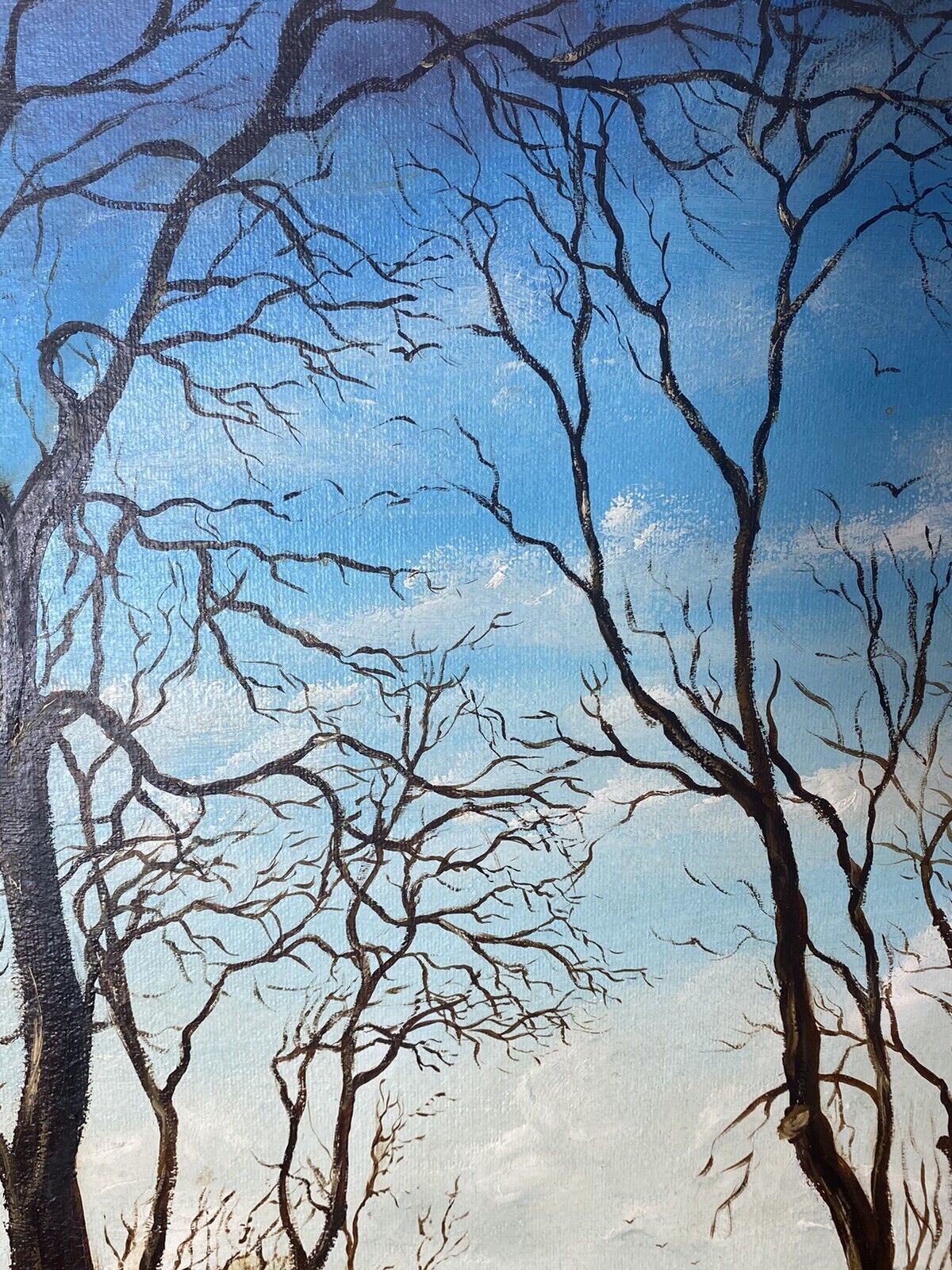 photo for sale 20th Century Winter Landscape Oil Artwork Titled 'Sun In December' J K Witton