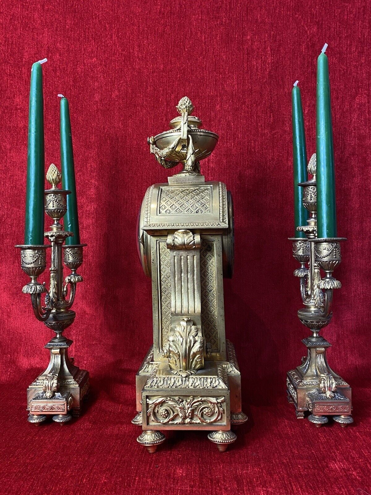 19th Century Japy Freres Bronze Ormolu Museum Quality Mantle Clock Garniture photo buy