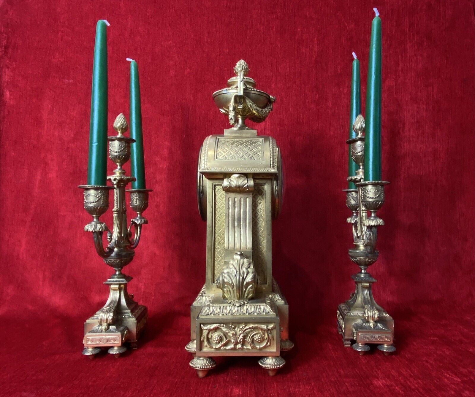 19th Century Japy Freres Bronze Ormolu Museum Quality Mantle Clock Garniture photo vintage