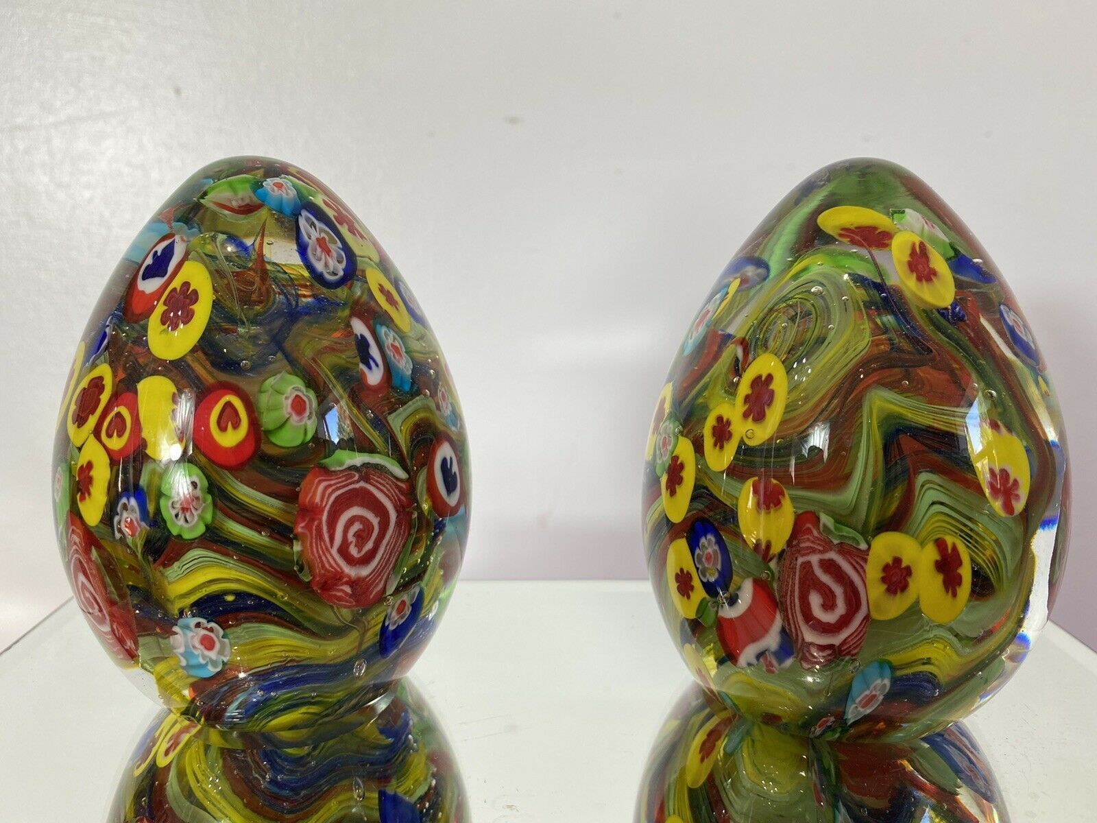 Rare Pair Of Baccarat Multi Coloured Modular Globe Domed Paper Weights photo for sale