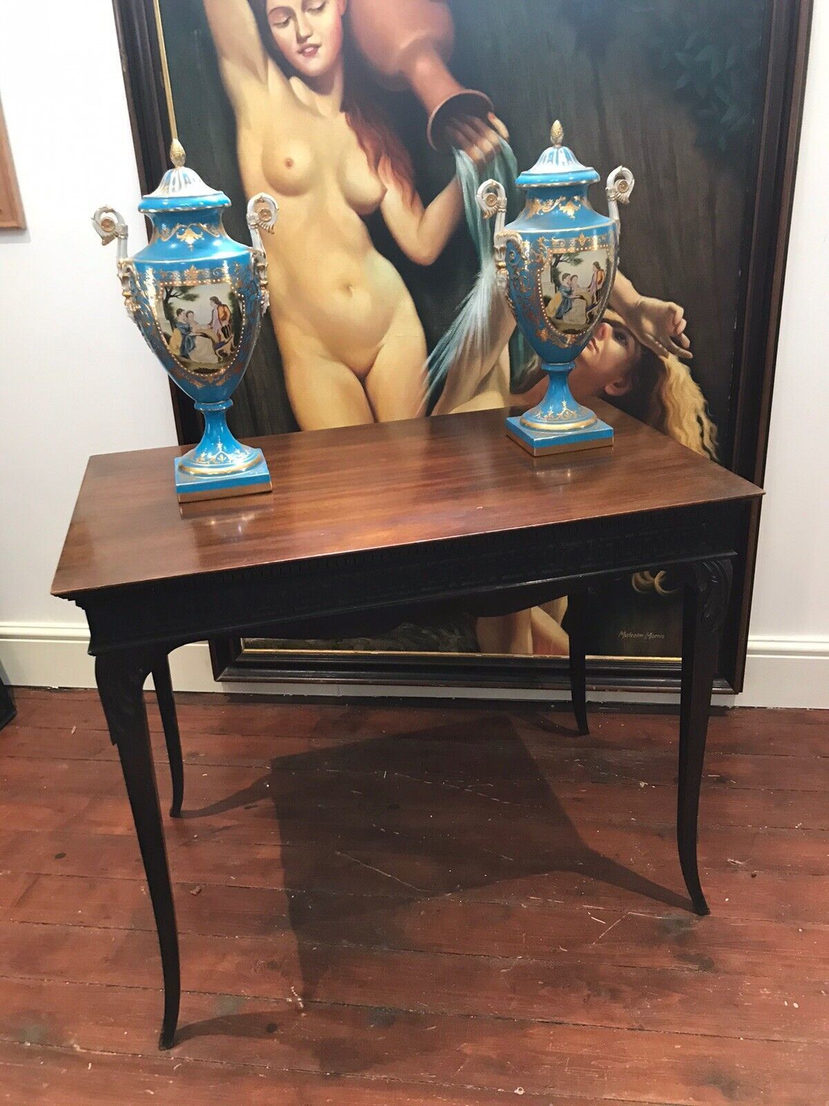 Rare Plum Mahogany Period Antique Chippendale Revival Circa 1890 Silver Table photo buy