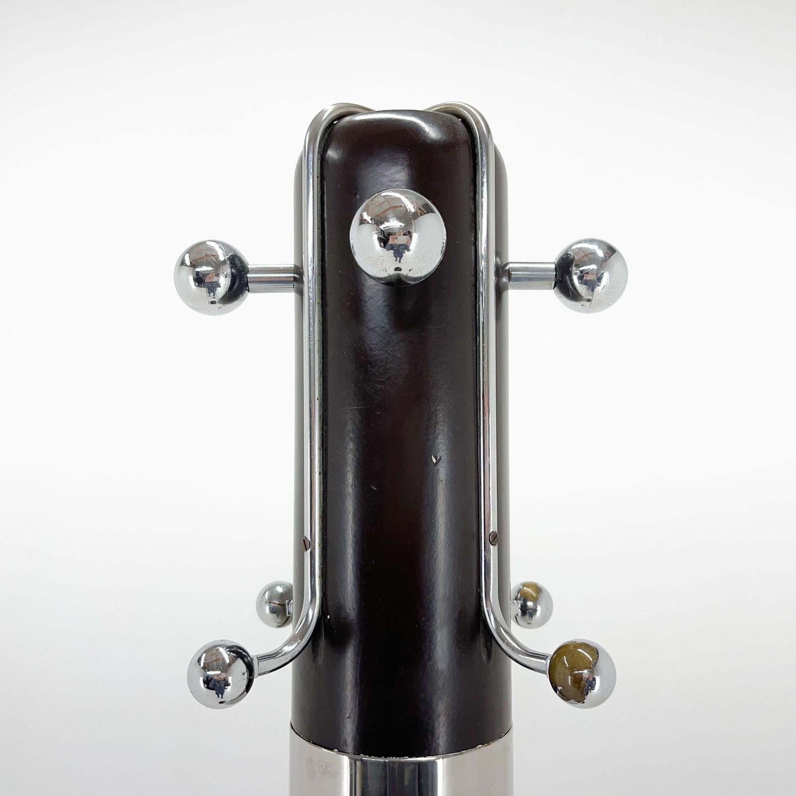Mid Century Italian Chrome & Wood Coat Hanger photo for sale
